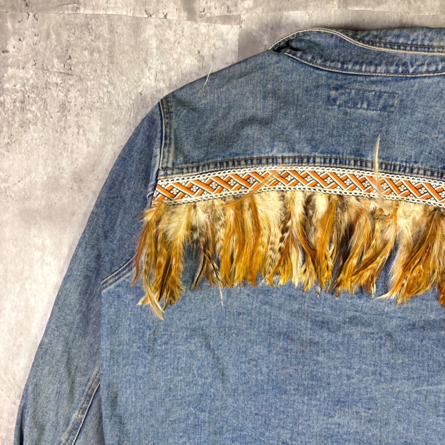 Vintage VINTAGE Ashley Stewart Denim Jacket Feather Fringe Western Boho Blue Womens 1X Jacket Girls? Size XL / US 12-14 / IT 48-50 - 8 Thumbnail