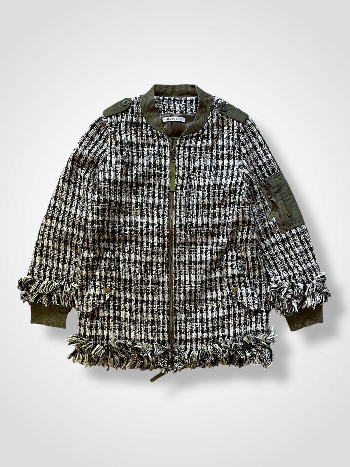 Junya Watanabe GRANDE BENE WOMEN'S PLAID MA-1 STYLE TWEED JACKET Size S / US 4 / IT 40 - 1 Thumbnail