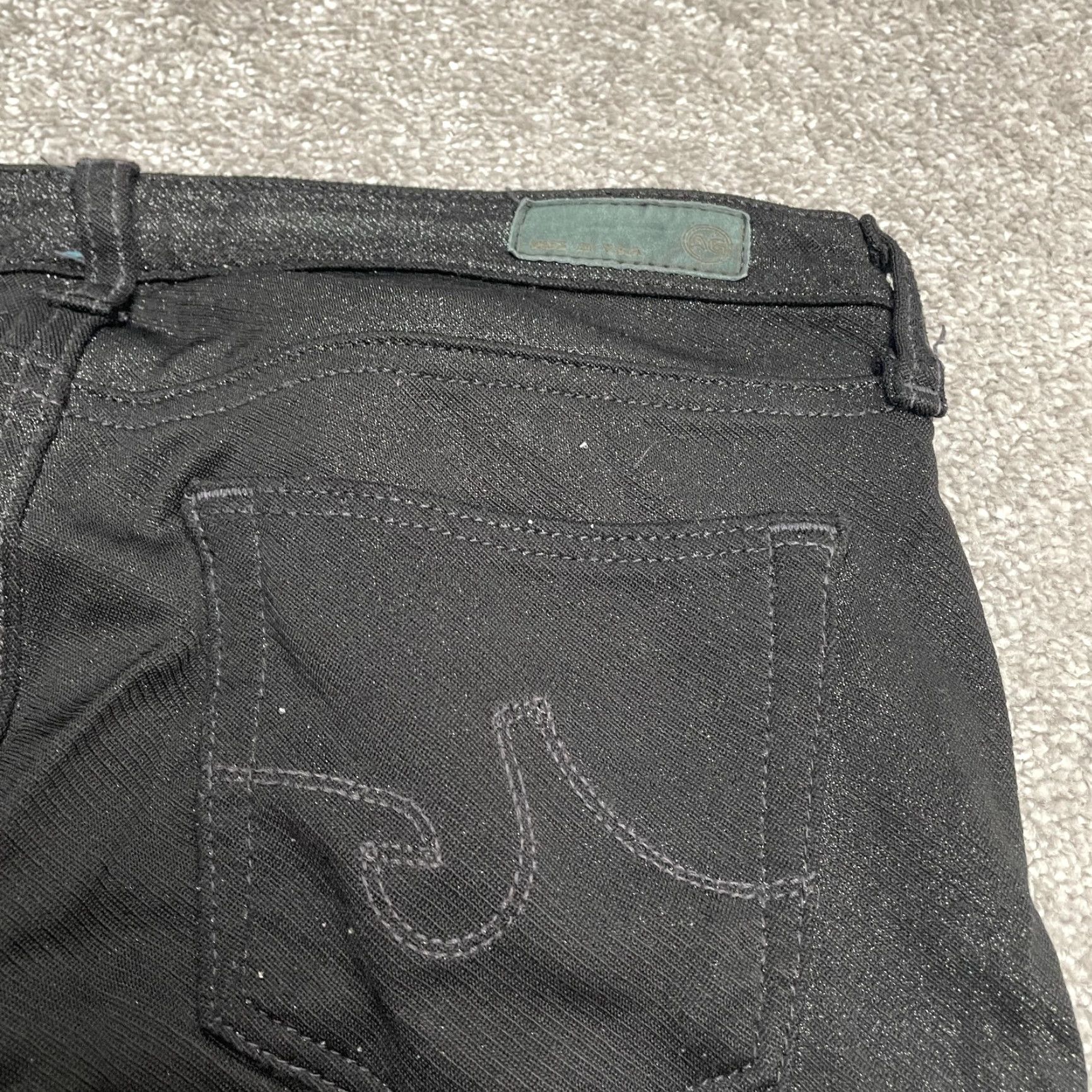 Vintage AG Adriano Goldschmied Jeans Jegging Womens 30R Black Mid Rise Glittered 30x29 Size 30" / US 8 / IT 44 - 5 Thumbnail