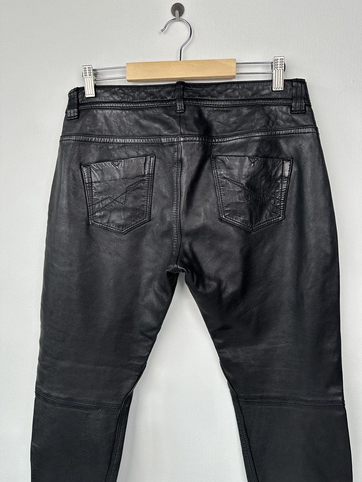 Diesel Y2K DIESEL 100% Leather Black Pants size 29 Vintage Size 29" - 9 Thumbnail