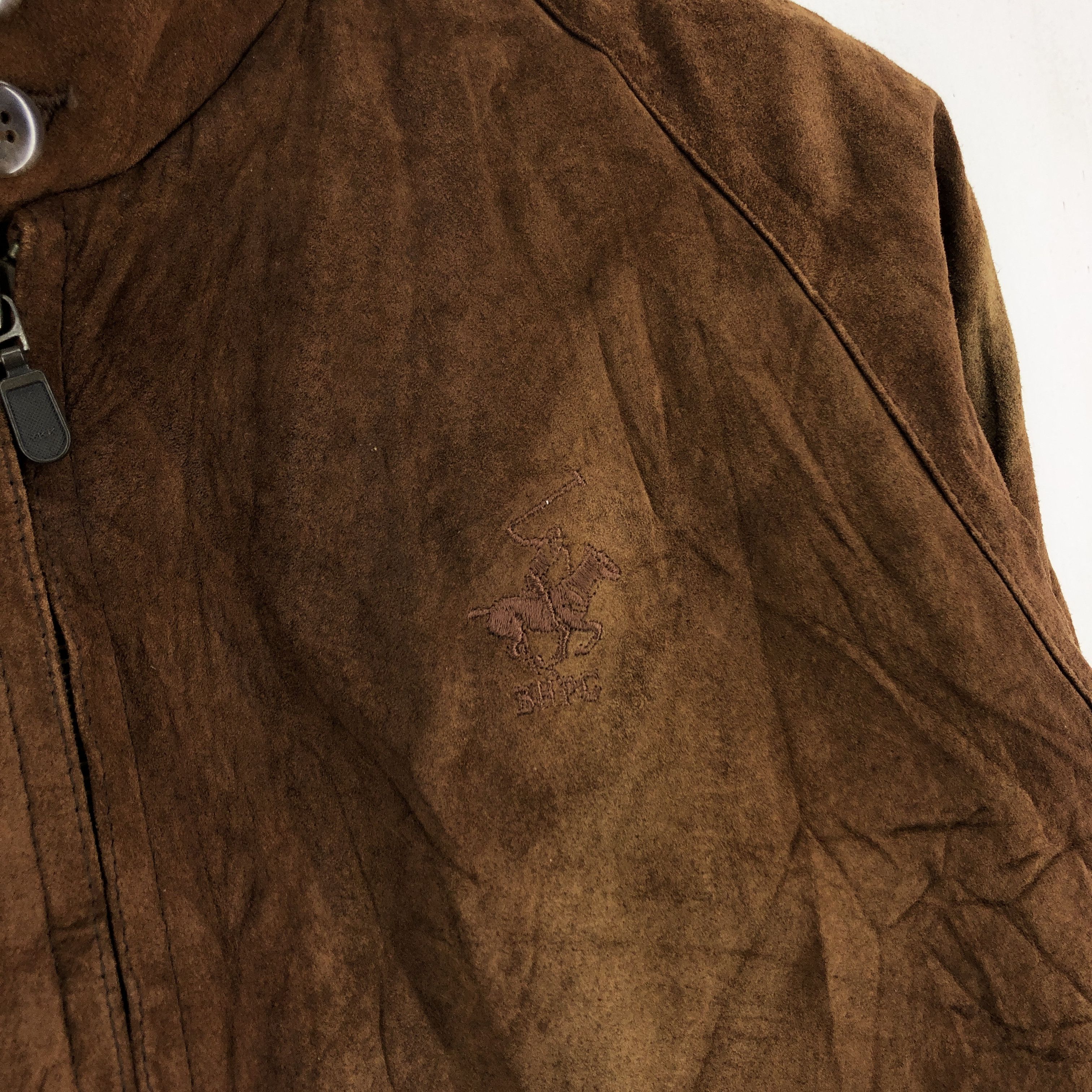 Beverly Hills Polo Club BHPC Faded Brown Suede Leather Jacket #2022-69 Size US L / EU 52-54 / 3 - 3 Thumbnail