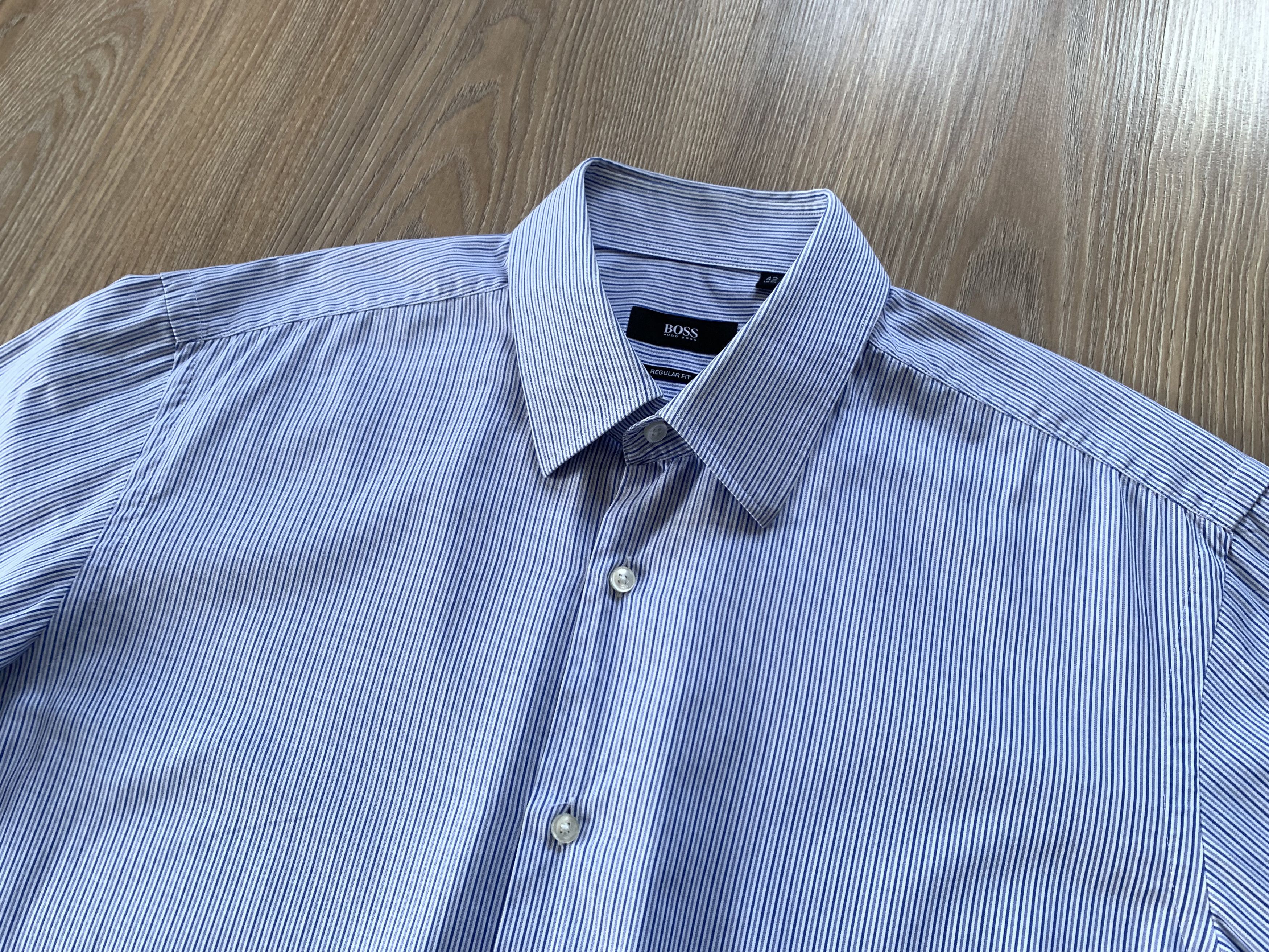 Hugo Boss Hugo Boss Light Blue Stripe Cotton Button Up Shirt Size US L / EU 52-54 / 3 - 4 Thumbnail