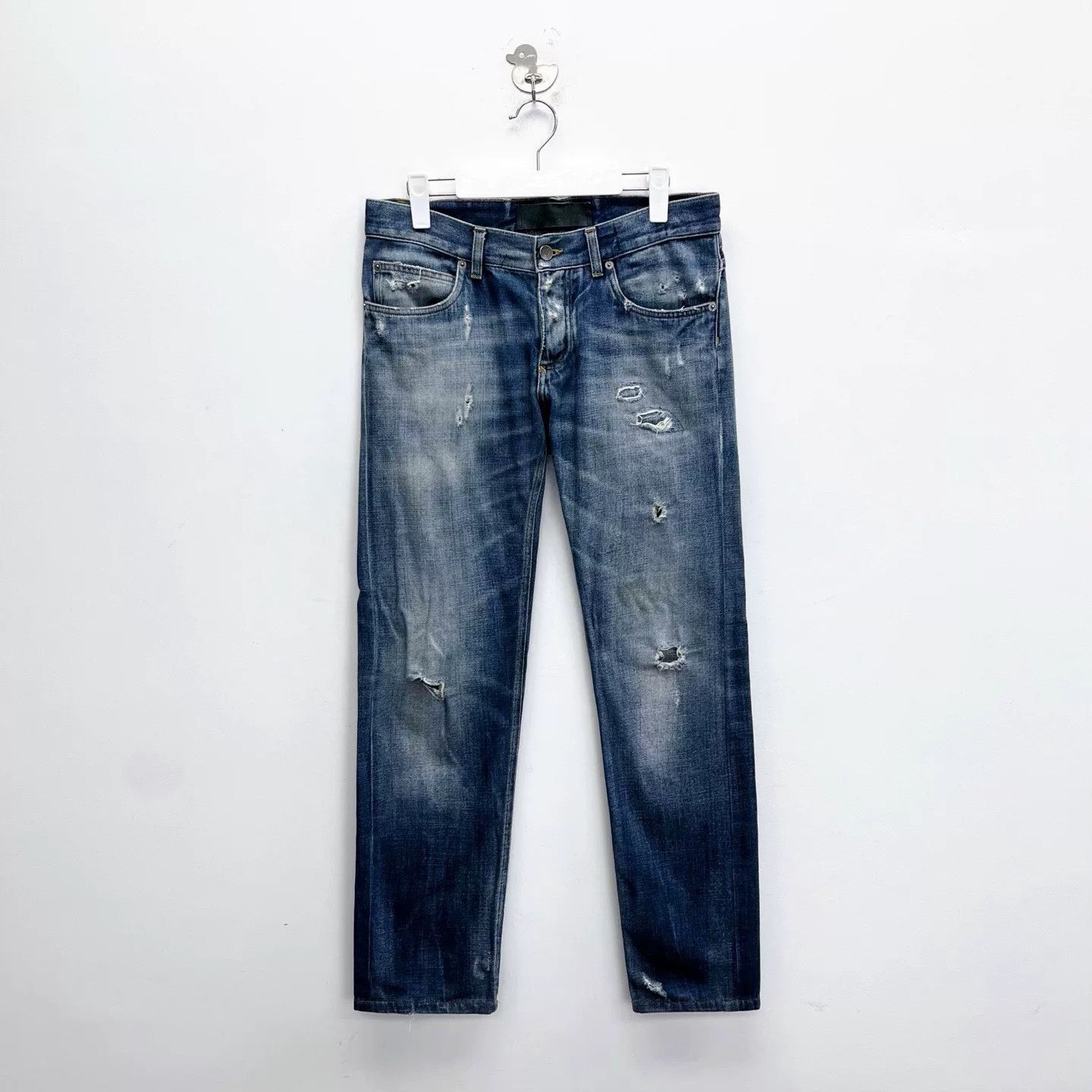 Dolce & Gabbana Dolce&Gabbana Natural Washed Distressed Logo Denim Pants Size US 32 / EU 48 - 1 Thumbnail