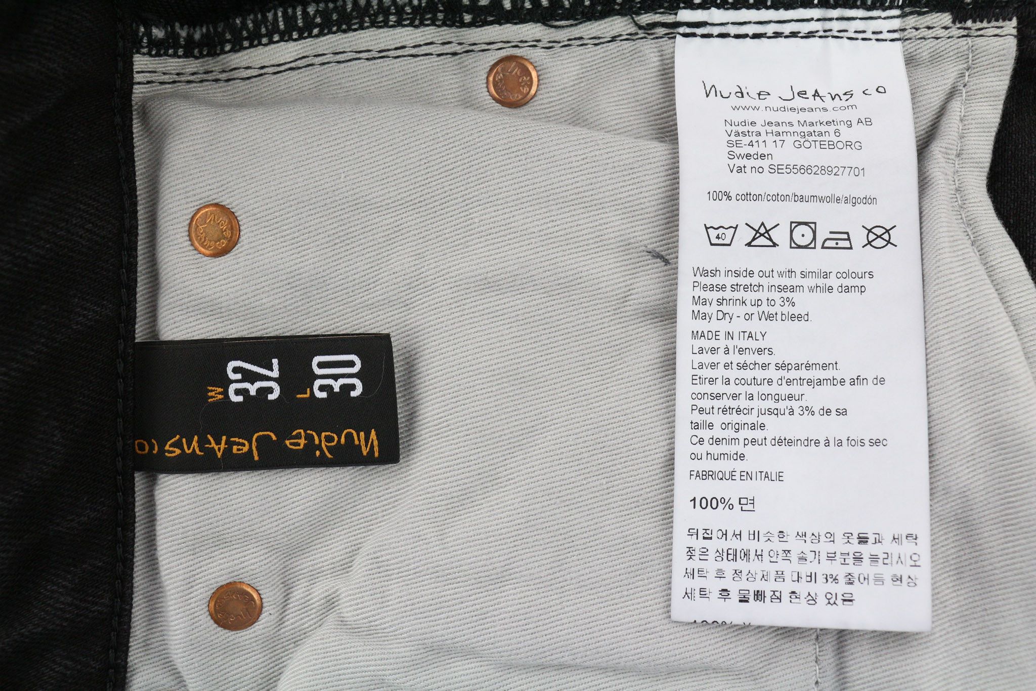 Nudie Jeans BREEZY BRITT W32/L30 Black Worn Zip Logo Cotton Jeans 80666 Size US 32 / EU 48 - 6 Thumbnail