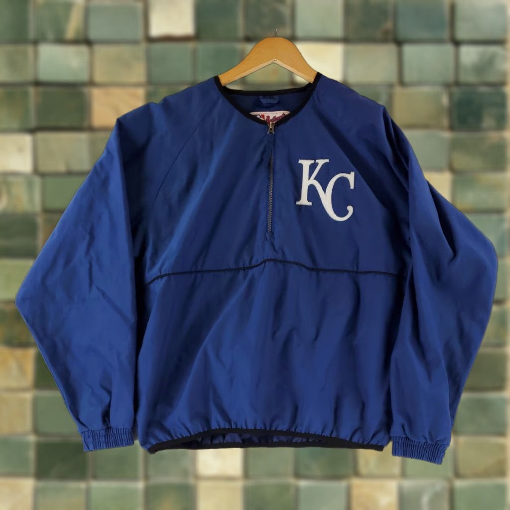 Vintage Majestic 1/4 Zip Windbreaker Warmup Pullover KC Blue Mens M KC Royals Windbreaker Sportswear Kansas City Royals Mens M Size US M / EU 48-50 / 2 - 1 Thumbnail