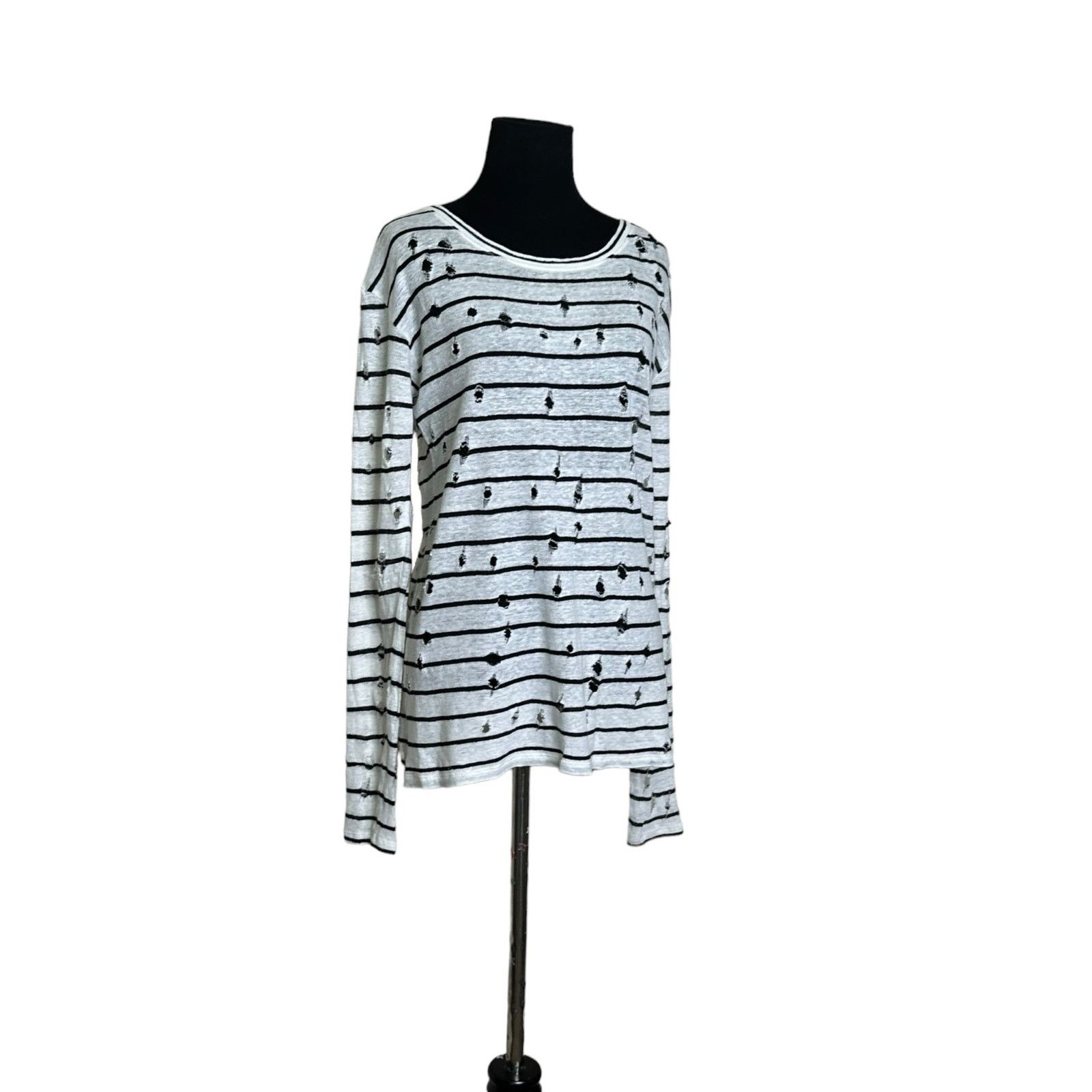 Iro IRO white black linen stripes distressed shirt size XS Size XS / US 0-2 / IT 36-38 - 10 Thumbnail