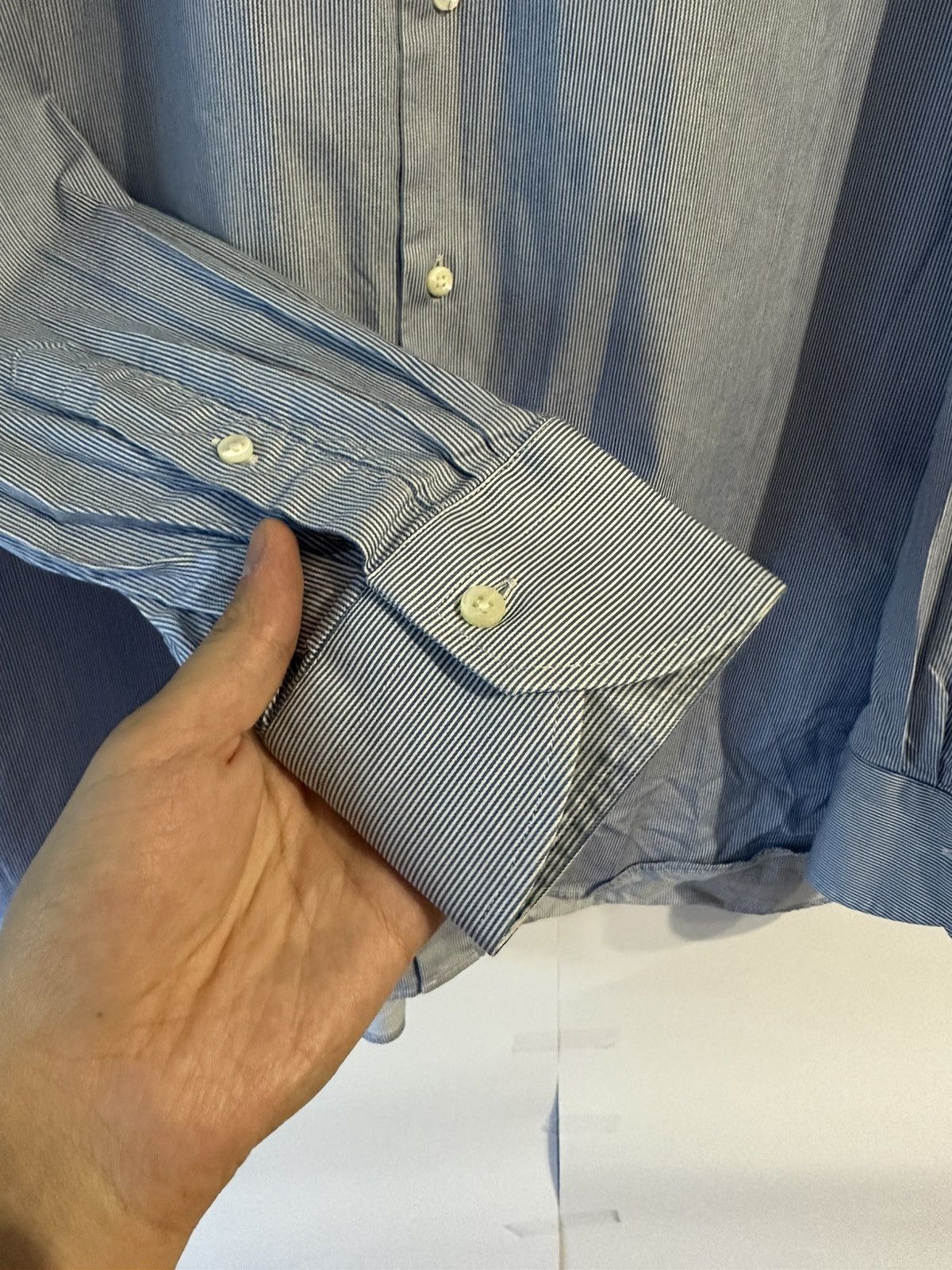 Canali Canali Luxury Striped Cotton Long Sleeve Shirt Made in Italy Size US XL / EU 56 / 4 - 5 Thumbnail