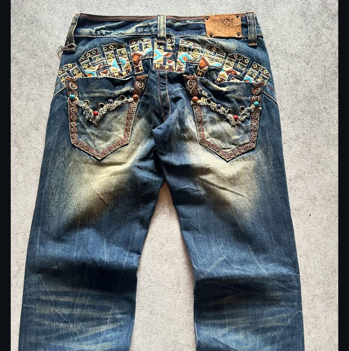 If Six Was Nine 2000s Red Pepper Mudwash Embroidery Flare Jeans y2k Lgb Size US 27 - 3 Thumbnail