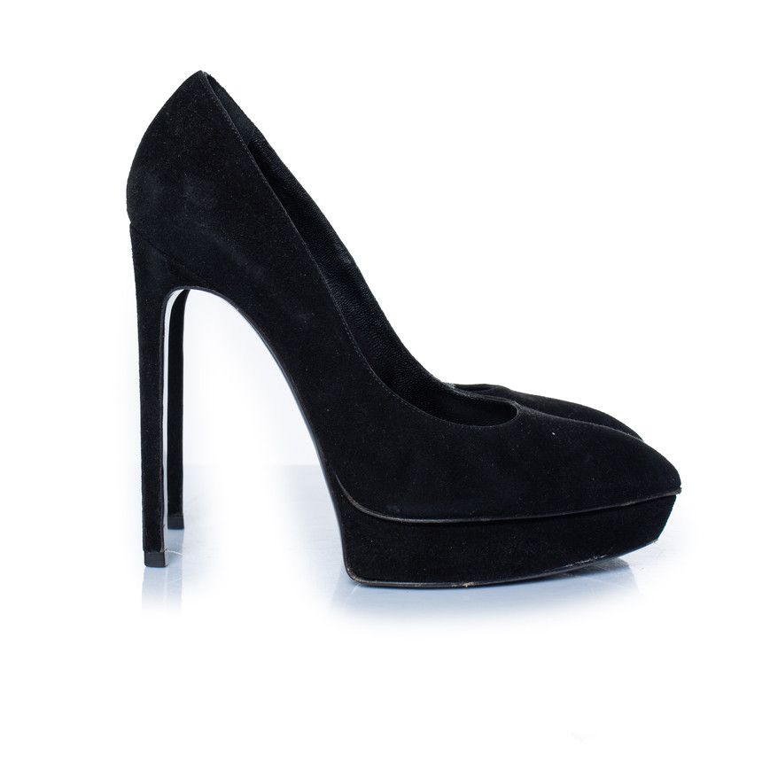 Saint Laurent Paris Saint Laurent, Black suede janis pump Size US 6 / IT 36 - 4 Thumbnail