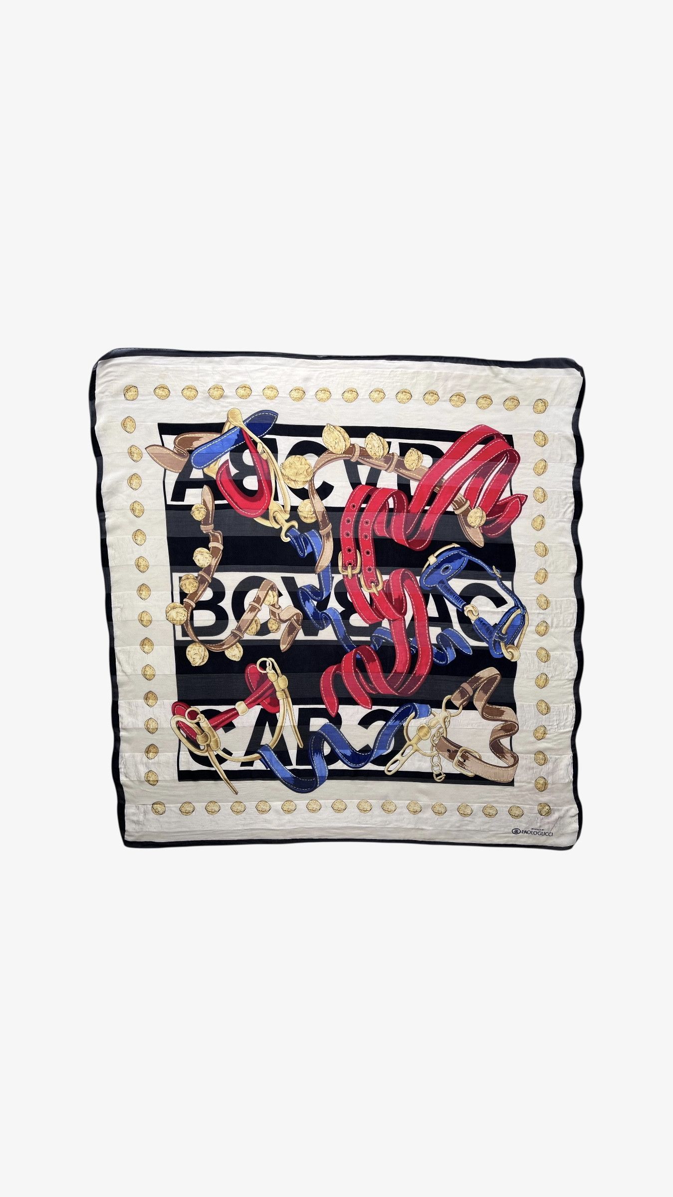 Paolo Gucci Vintage 80s Paolo Gucci Jewel & Equestrian Print Silk Scarf Size ONE SIZE - 1 Thumbnail