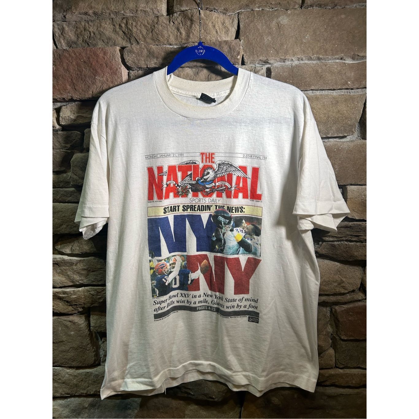 Vintage Vintage 1991 RARE Super Bowl Champions NY Giants Newspaper S Size US L / EU 52-54 / 3 - 1 Thumbnail