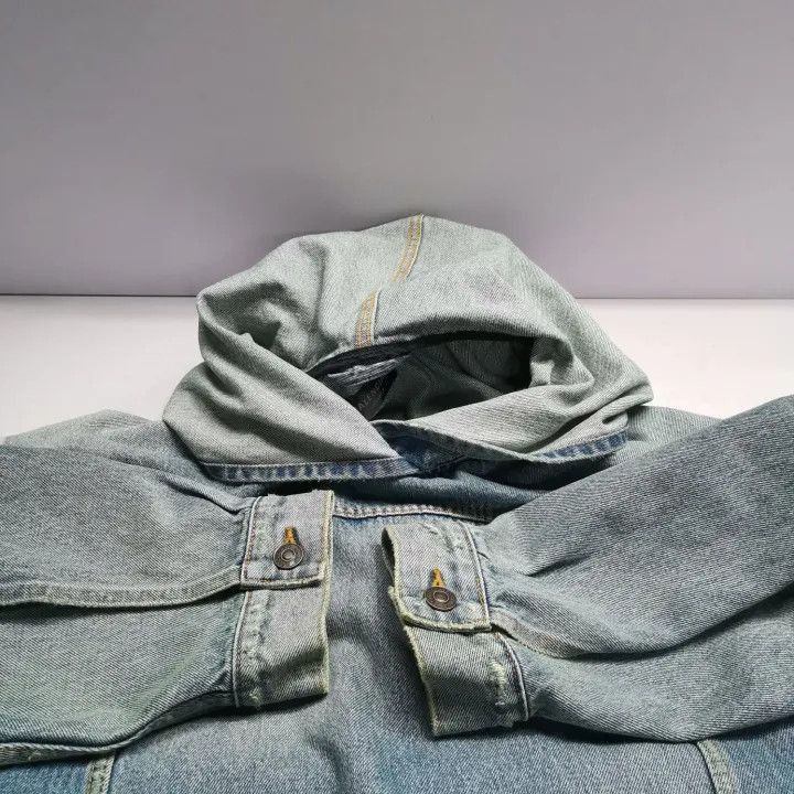 Balenciaga Balenciaga Denim Long Sleeve Hoodie Jacket 0079-2507 Size US M / EU 48-50 / 2 - 6 Thumbnail
