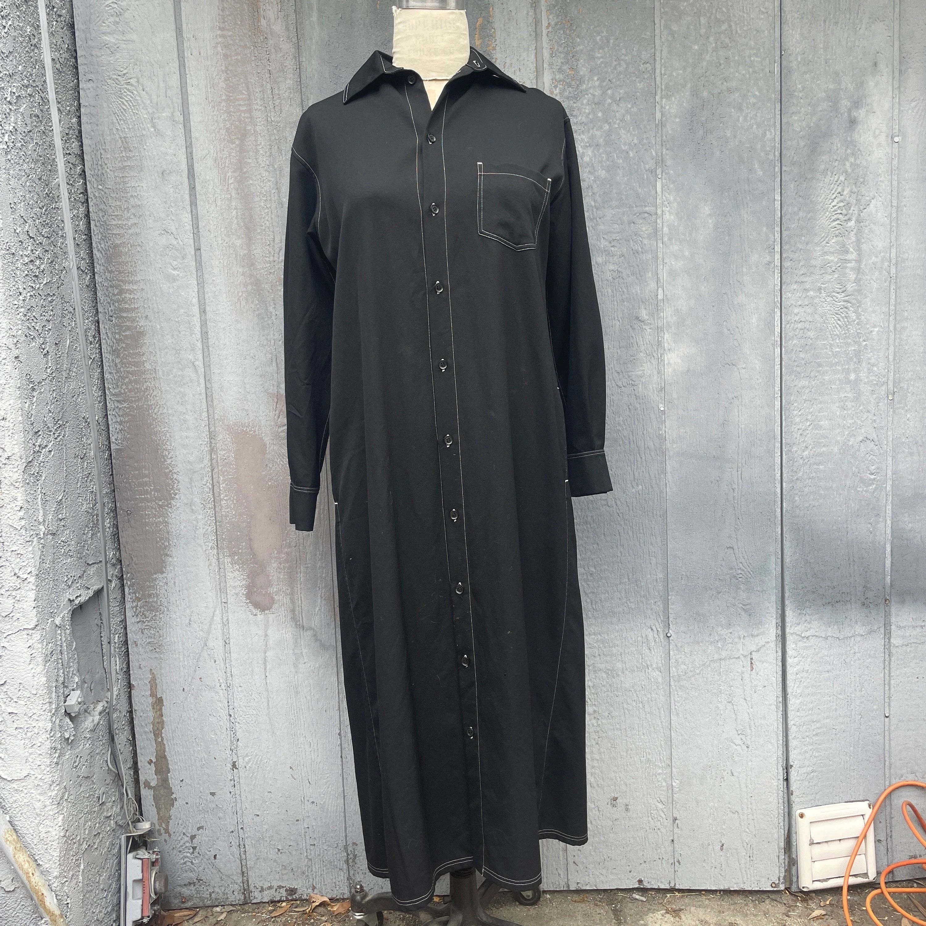 Yohji Yamamoto Yohji Yamamoto Slit Back Maxi Shirt Dress Long Sleeve Wool Size S / US 4 / IT 40 - 3 Thumbnail