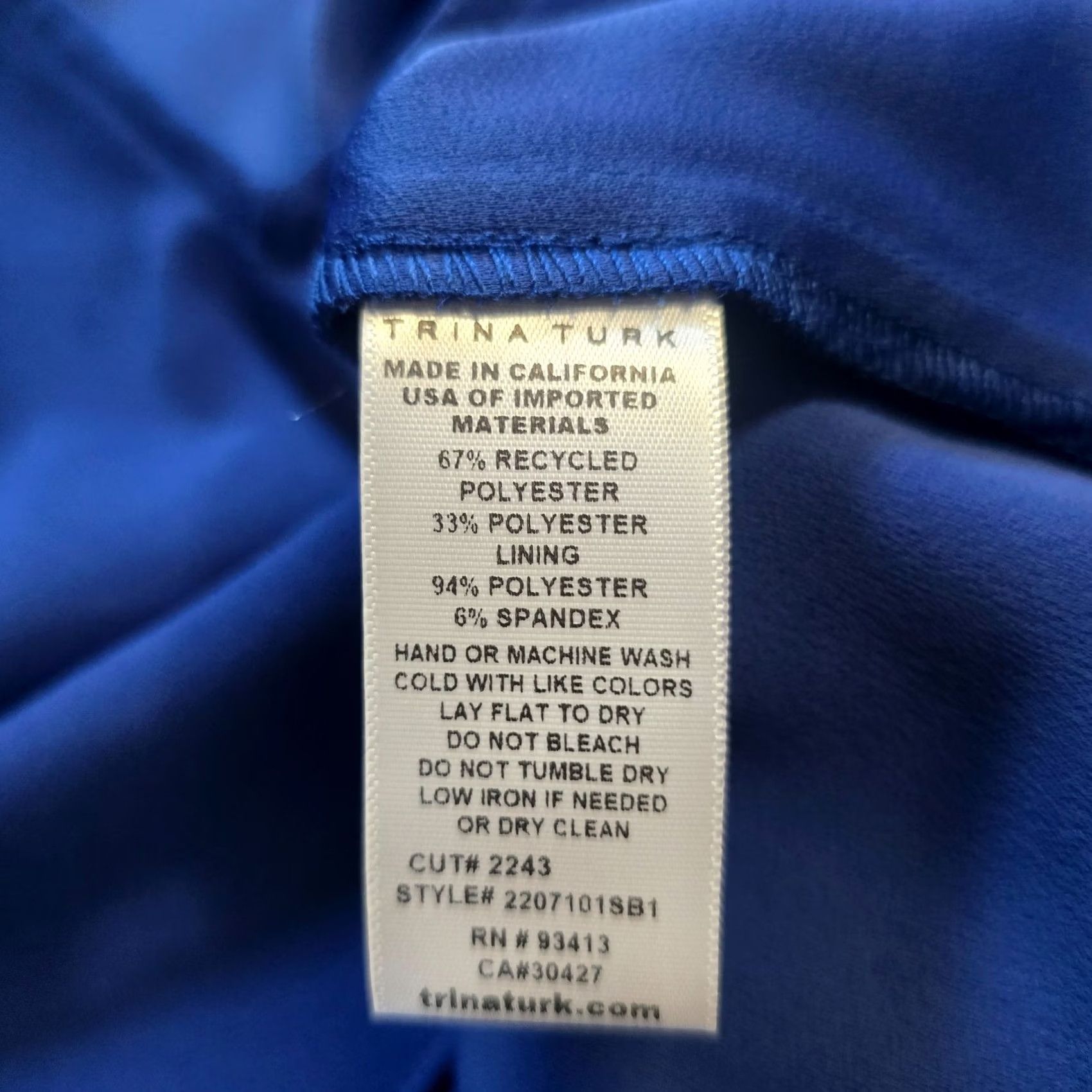 Trina Turk Trina Turk Top Blouse Womens Medium Blue V-Neck Lined Pleated Back Casual Shirt Size M / US 6-8 / IT 42-44 - 7 Thumbnail