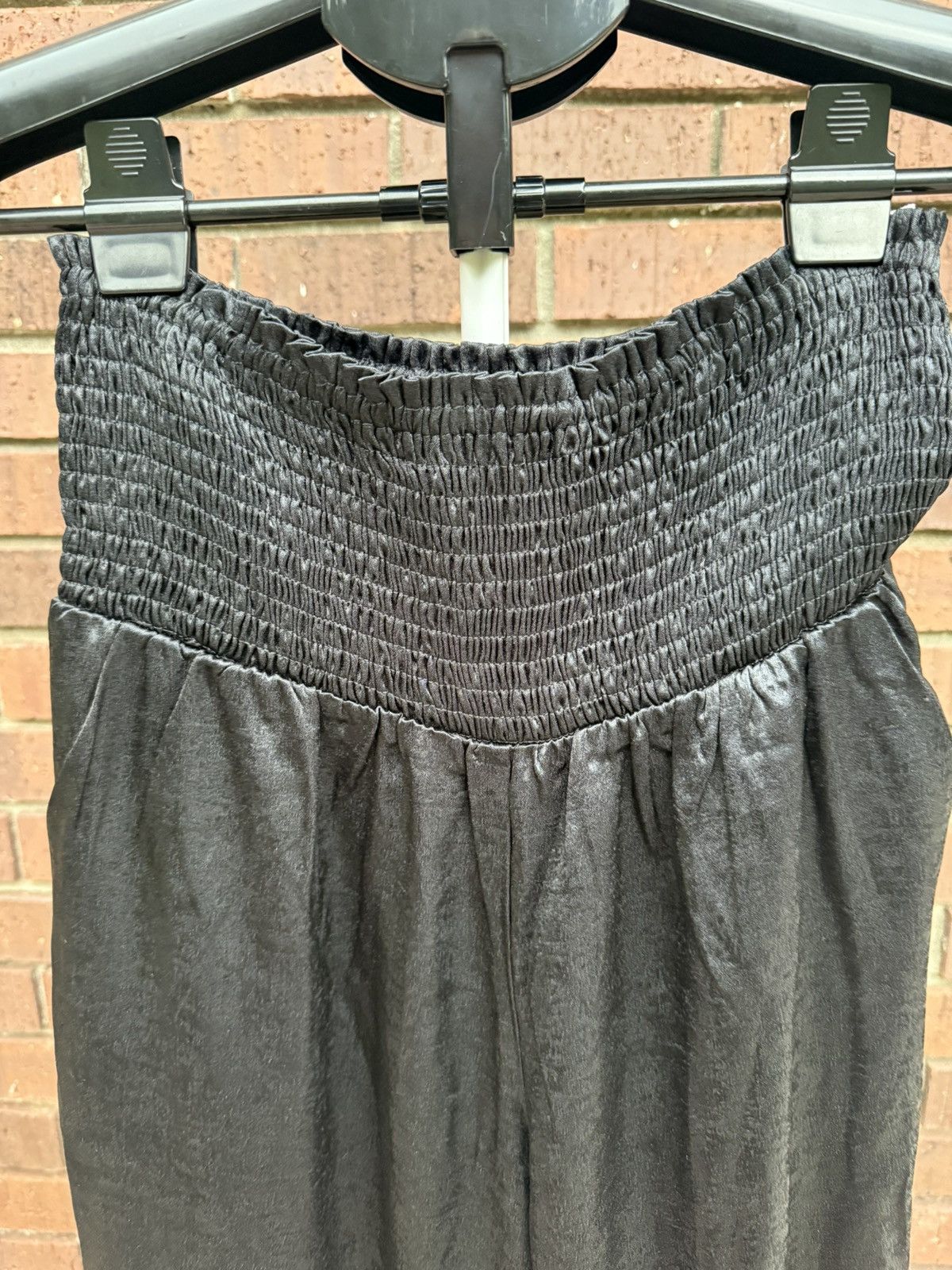 Other TCEC Black Smocked High Waist Joggers Pants Satin Size Small Size 24" / US 00 / IT 34 - 2 Thumbnail