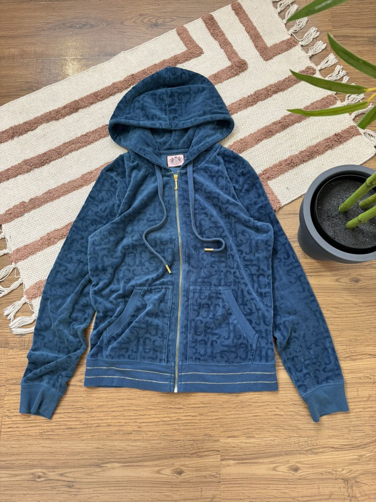 Juicy Couture × Vintage VINTAGE JUICY COUTURE 2000s VELOUR MONOGRAM TRACKSUIT Size L / US 10 / IT 46 - 4 Thumbnail