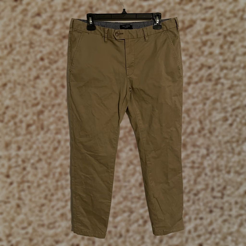 Ted Baker Ted Baker Seenchi Slim Fit Chinos Stretch Khaki Beige Pants - Men's 33R (34x31) Size US 33 - 1 Thumbnail