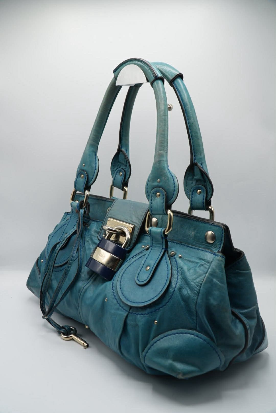 Chloe Chloé Paddington Blue Cadena Padlock & Key Boston Satchel Size ONE SIZE - 4 Thumbnail