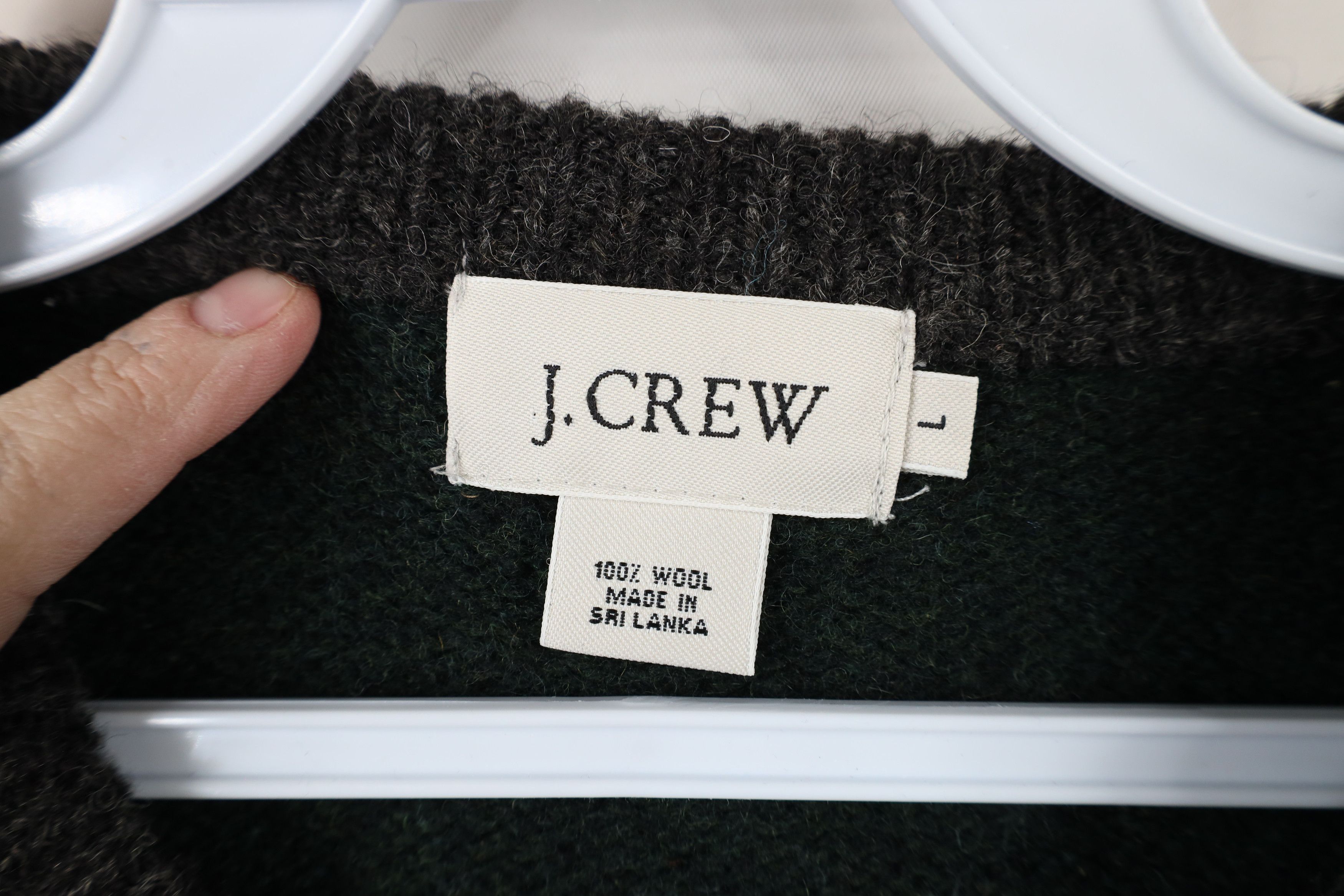 J.Crew Vintage 90s J Crew Block Wool Knit V-Neck Sweater Green Gray Size US L / EU 52-54 / 3 - 4 Thumbnail
