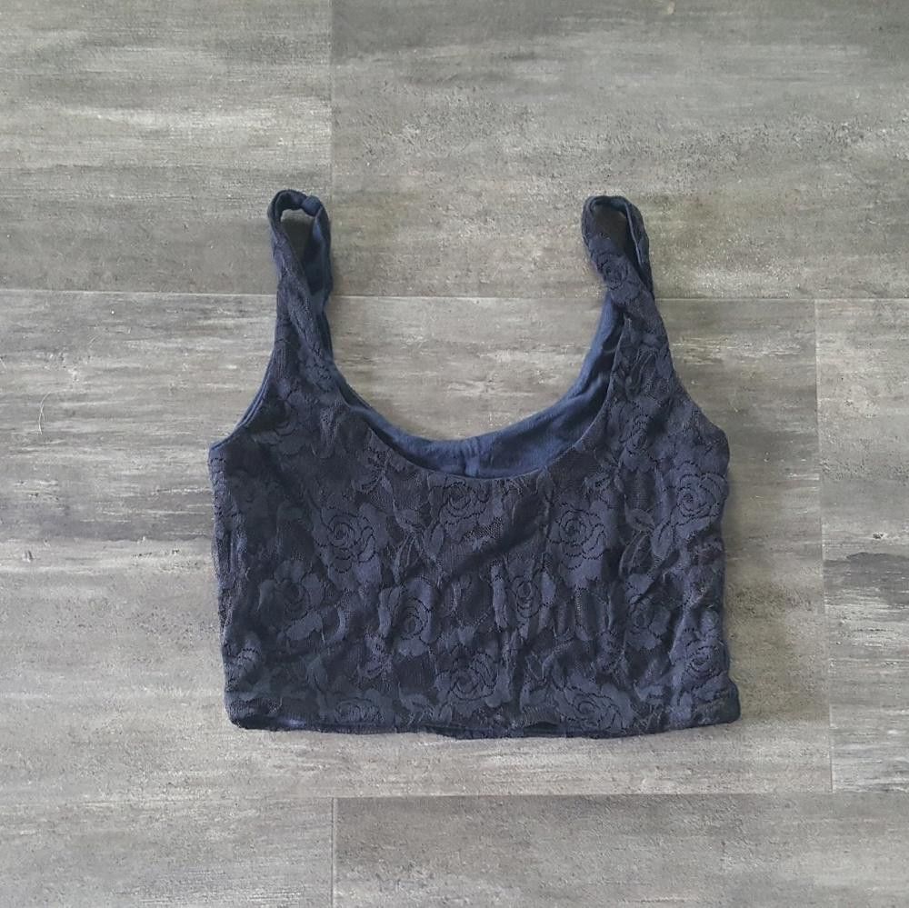 Designer Navy Lace Detailed Melville Cropped Cami Size ONE SIZE - 2 Thumbnail