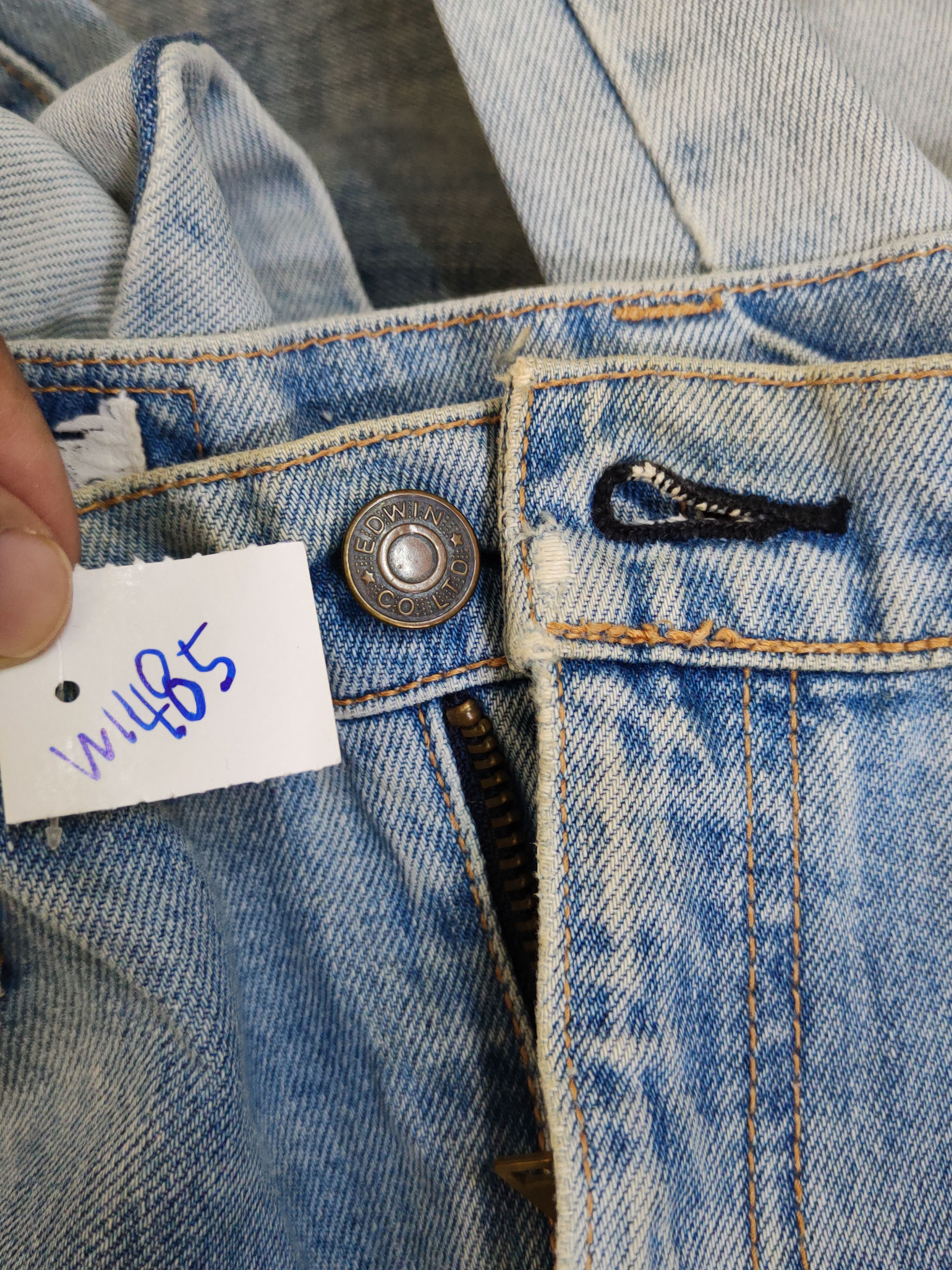 Edwin Edwin Light Blue Distressed Ripped denim Jeans #W1485 Size US 33 - 20 Thumbnail