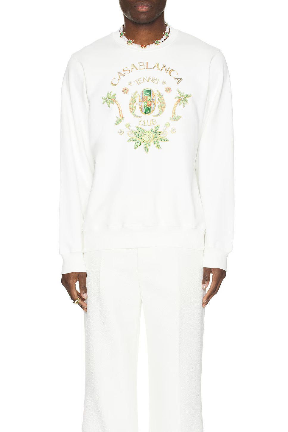 Casablanca o1mle0326 Printed Sweatshirt Joyaux Tennis Club in Off White Size US L / EU 52-54 / 3 - 3 Thumbnail