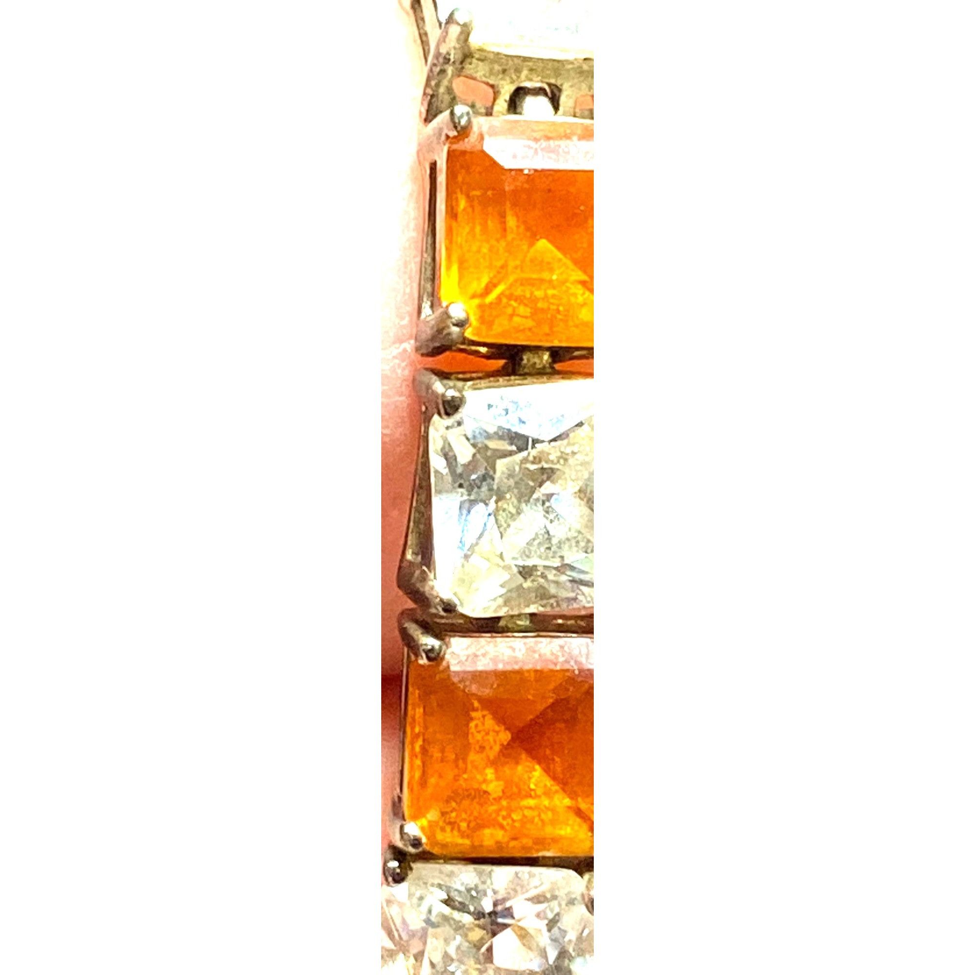 Other Citrine & White Topaz Sterling Silver Tennis Bracelet 7.5 In Size ONE SIZE - 2 Thumbnail