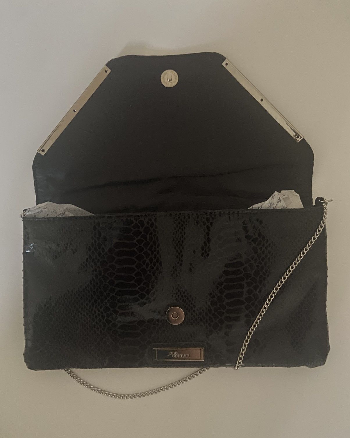 Designer × Other × Vintage Deadstock Jane Norman Black Snake Front Plate Clutch 2009 Size ONE SIZE - 8 Thumbnail