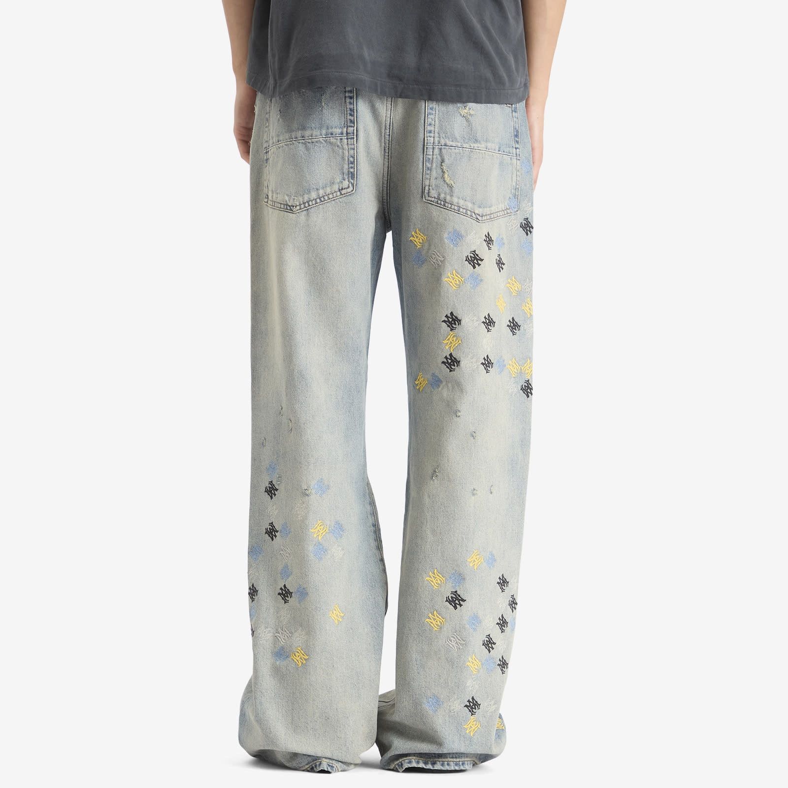 Amiri o1mle0326 MA Quad Embroidered Flare Jeans in Blue Size US 34 / EU 50 - 3 Thumbnail
