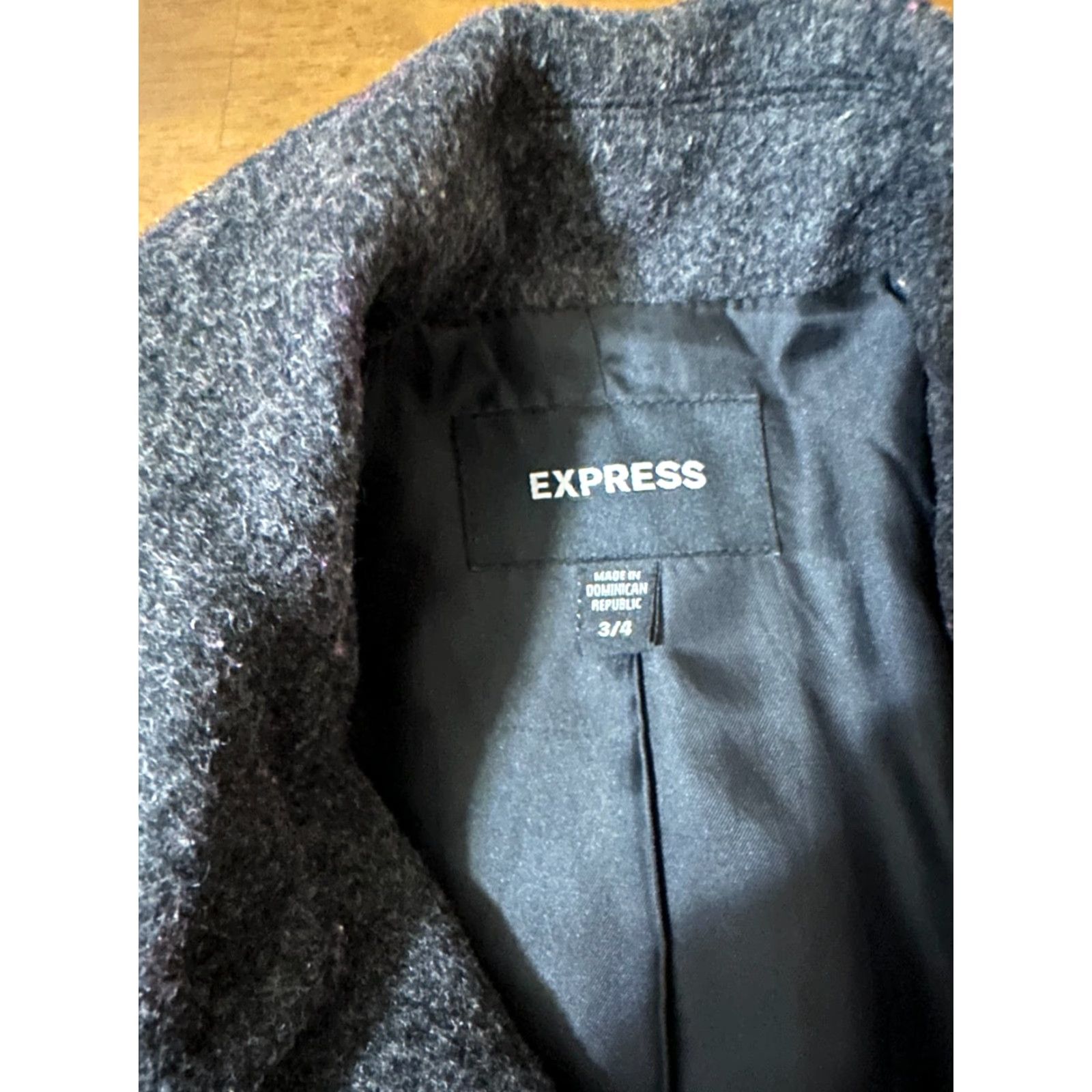 Express Express Womens Dark Gray Button Up Wool Peacoat Winter Jacket Size 3/4 Size XS / US 0-2 / IT 36-38 - 3 Thumbnail