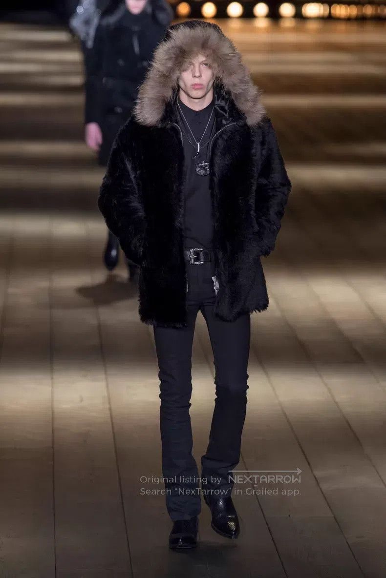 Saint Laurent Paris Saint Laurent Paris Raccoon Fur Collar Zippered Fur Coat Size US M / EU 48-50 / 2 - 9 Thumbnail
