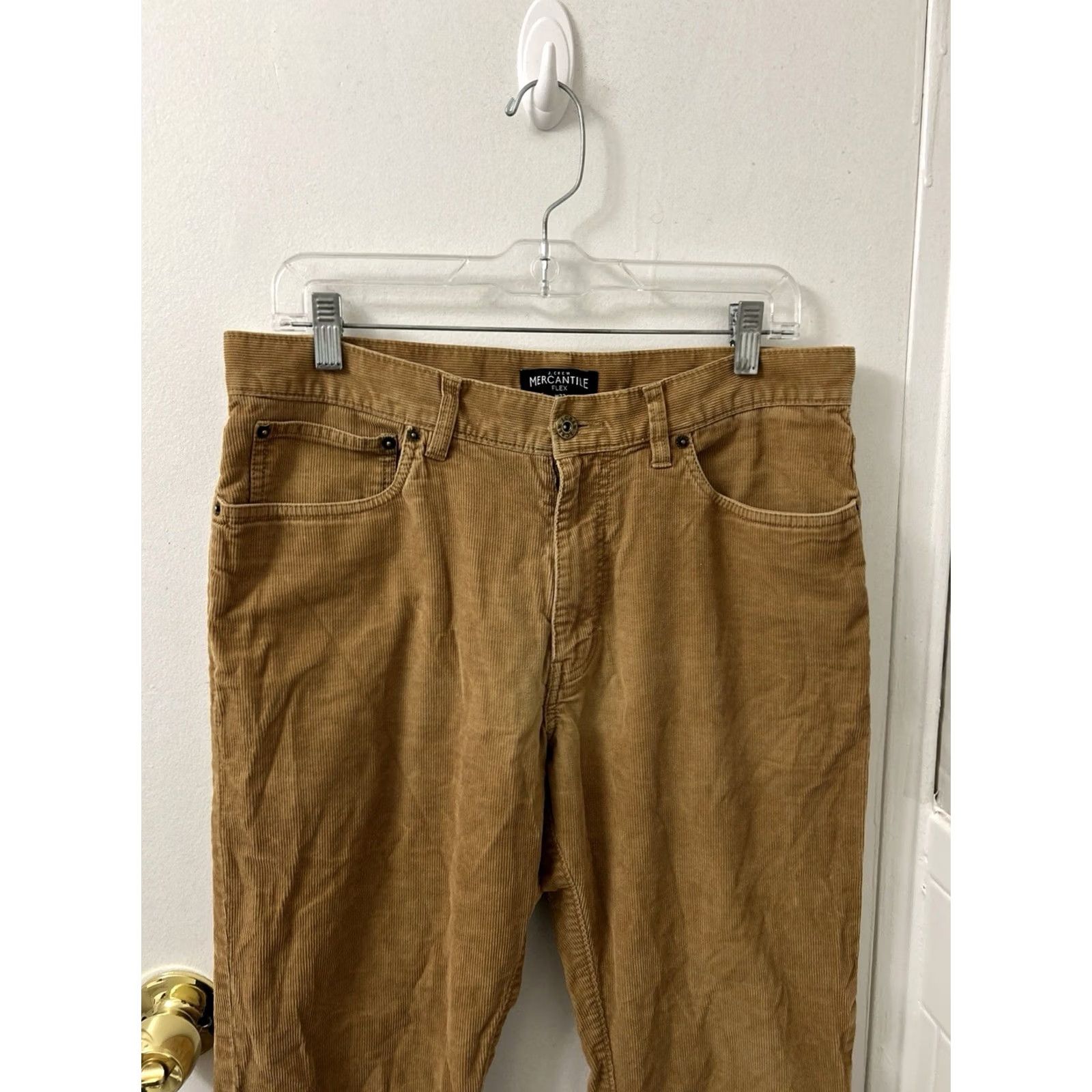 Vintage VINTAGE? No. J Crew Mercantile Flex Corduroy Pants Mens 32x30 Tan Straight Leg Trousers Size US 32 / EU 48 - 2 Thumbnail