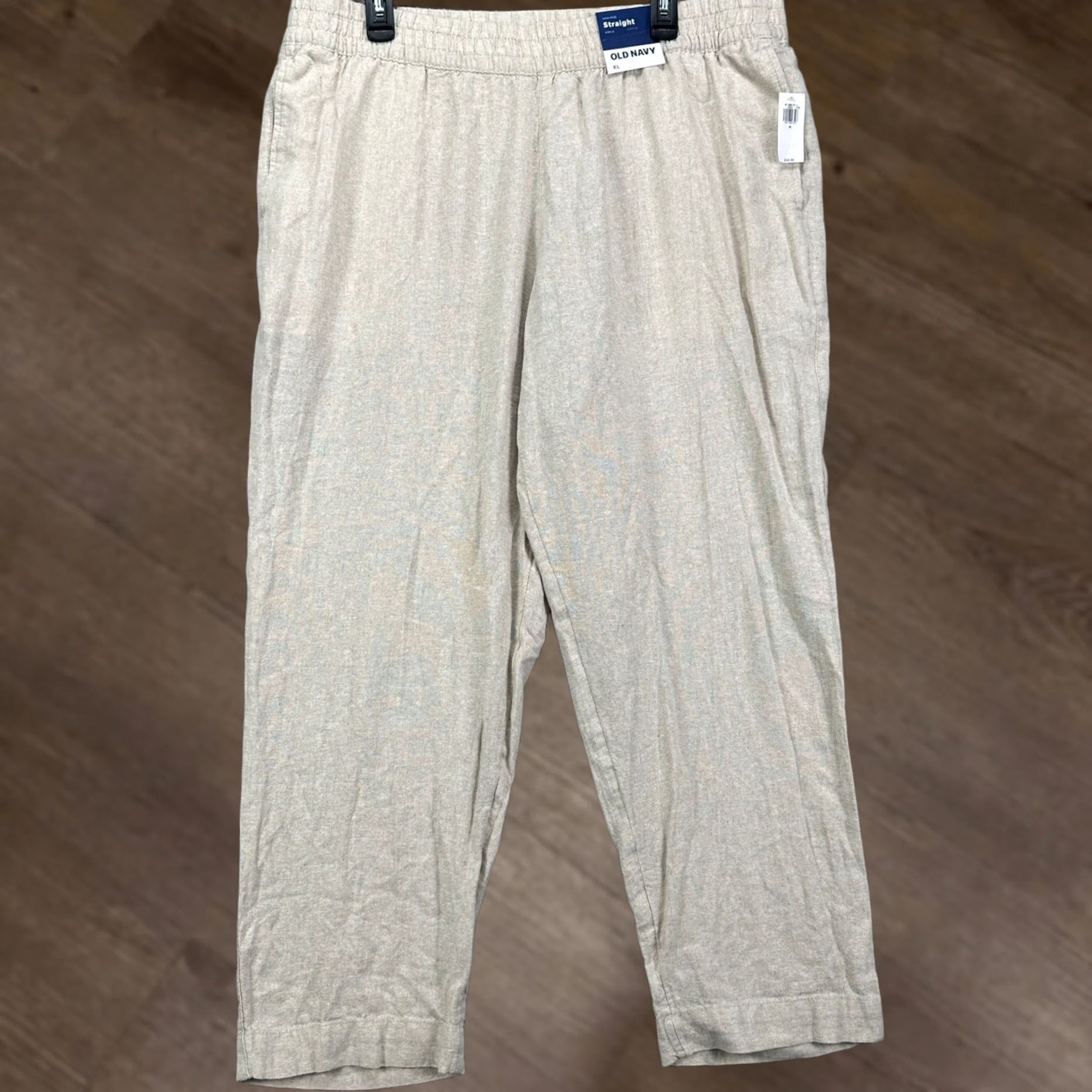Old Navy Old Navy Womens Pants XL Beige Comfort Stretch Waistband Linen Blend NEW Size 40" / US 18 - 1 Thumbnail
