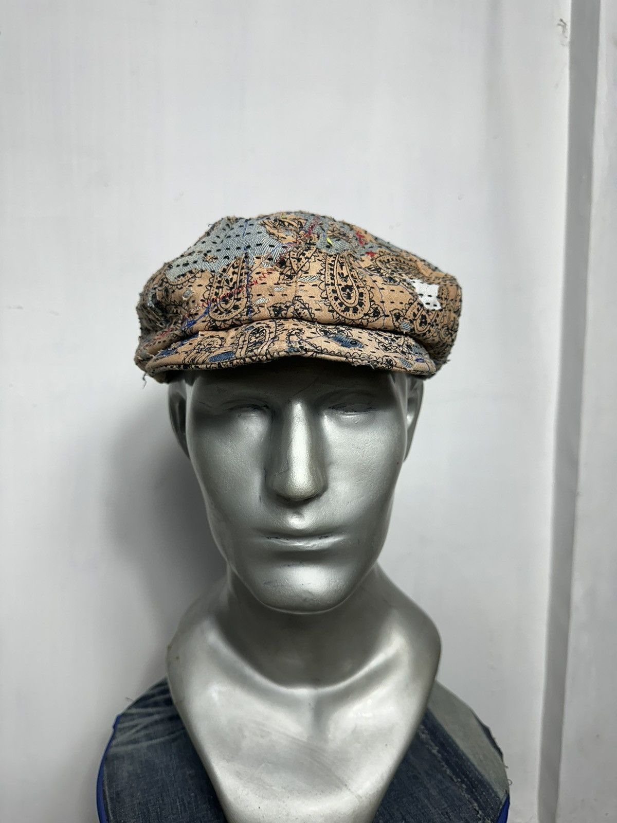 Handmade Custom Made Distressed Paisley Boro Patchwork Newsboy hats Size ONE SIZE - 4 Thumbnail