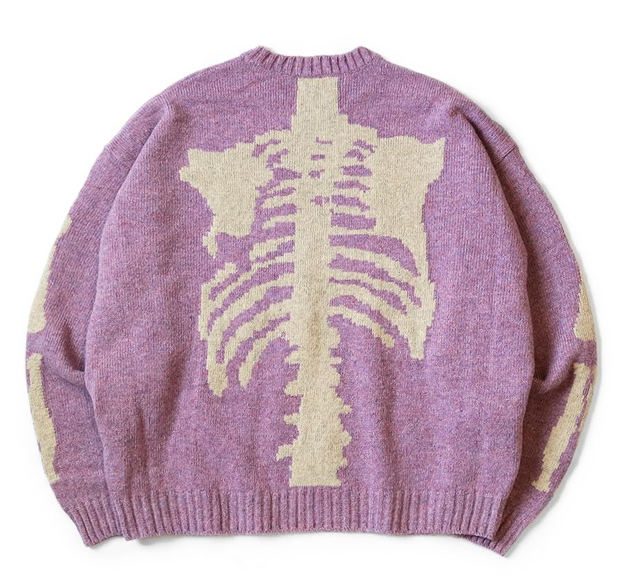 Pre-owned Kapital 5g Wool Bone Crew Sweater Skeleton Light Purple L