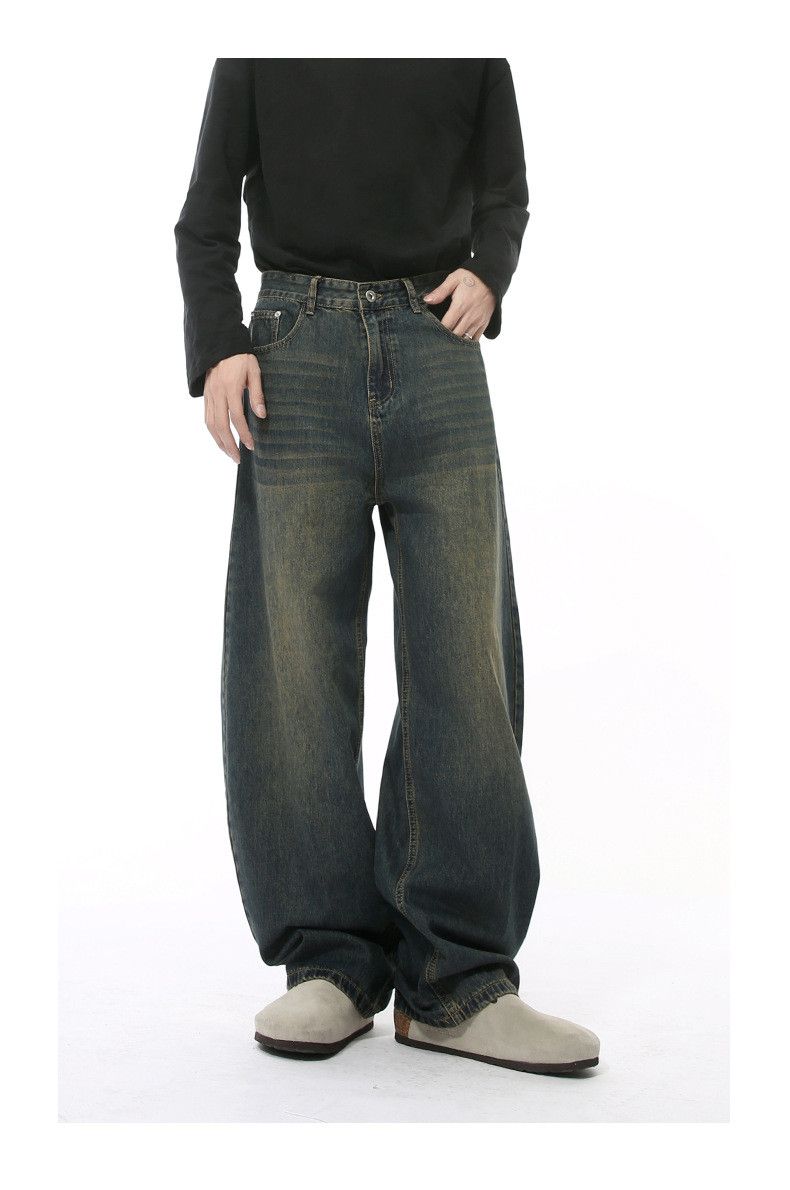 Vintage Japanese retro wide-leg distressed scimitar washed jeans Size US 32 / EU 48 - 1 Thumbnail