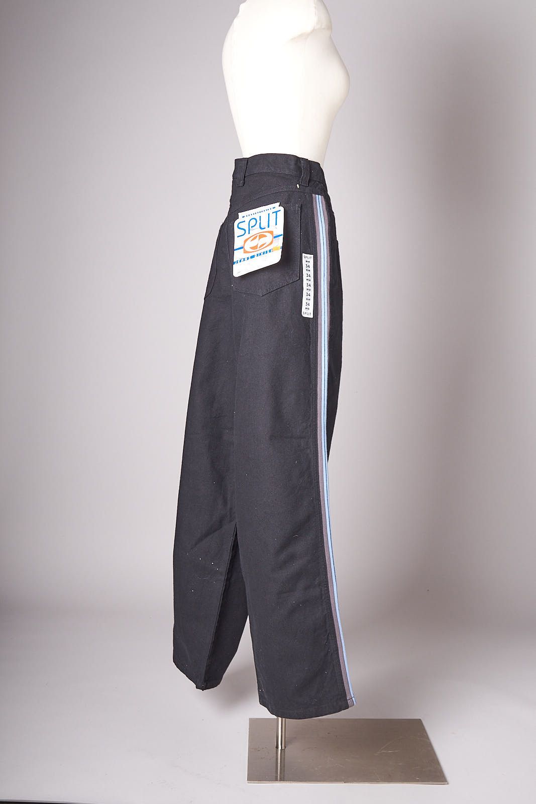 Split 1990s Deadstock Skateboarding Split Wide Baggy Black Pants Size US 34 / EU 50 - 4 Thumbnail