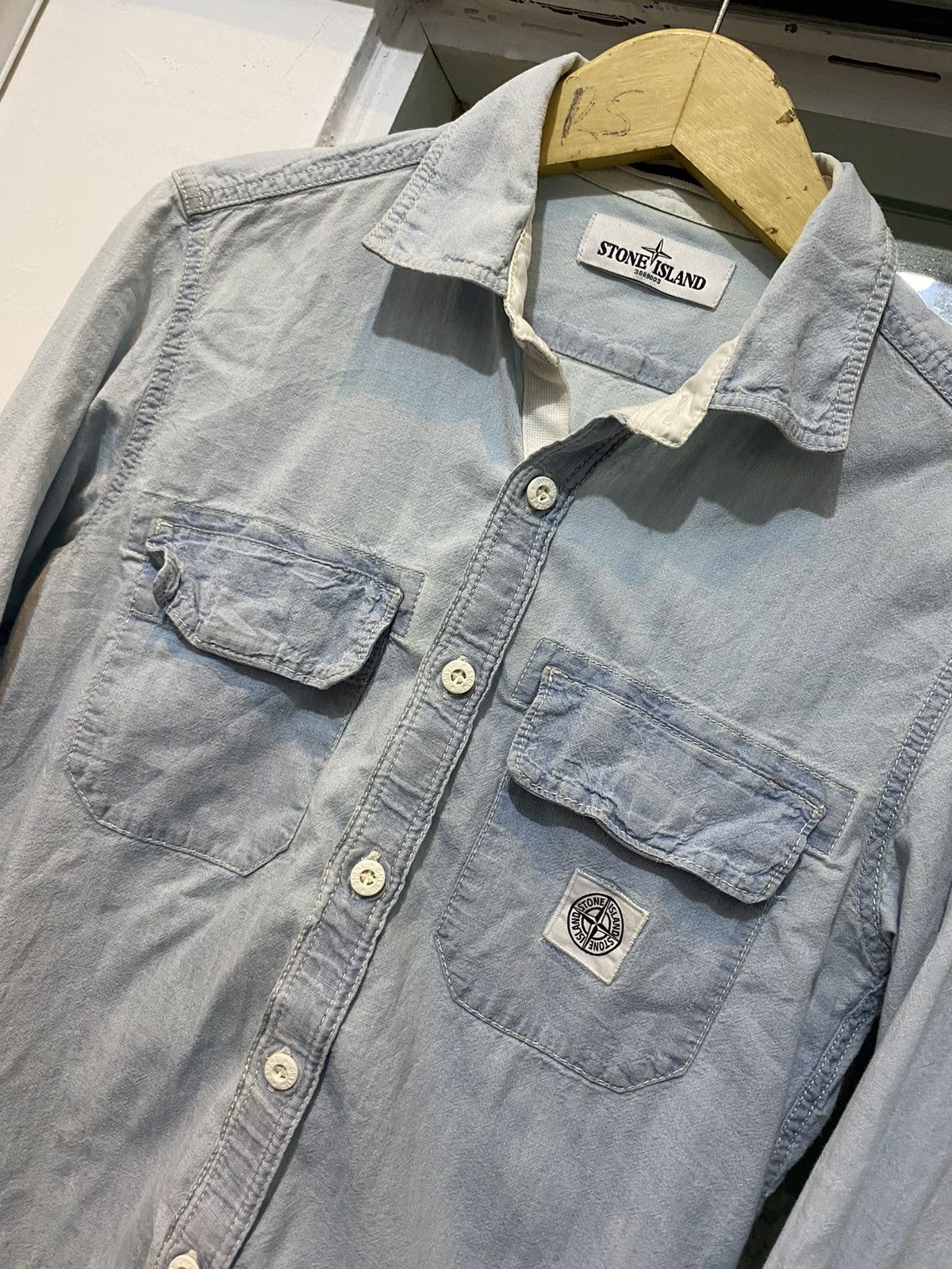 Stone Island 2013 Stone island Blue Acid Wash Denim Cotton shirt Size US S / EU 44-46 / 1 - 2 Thumbnail