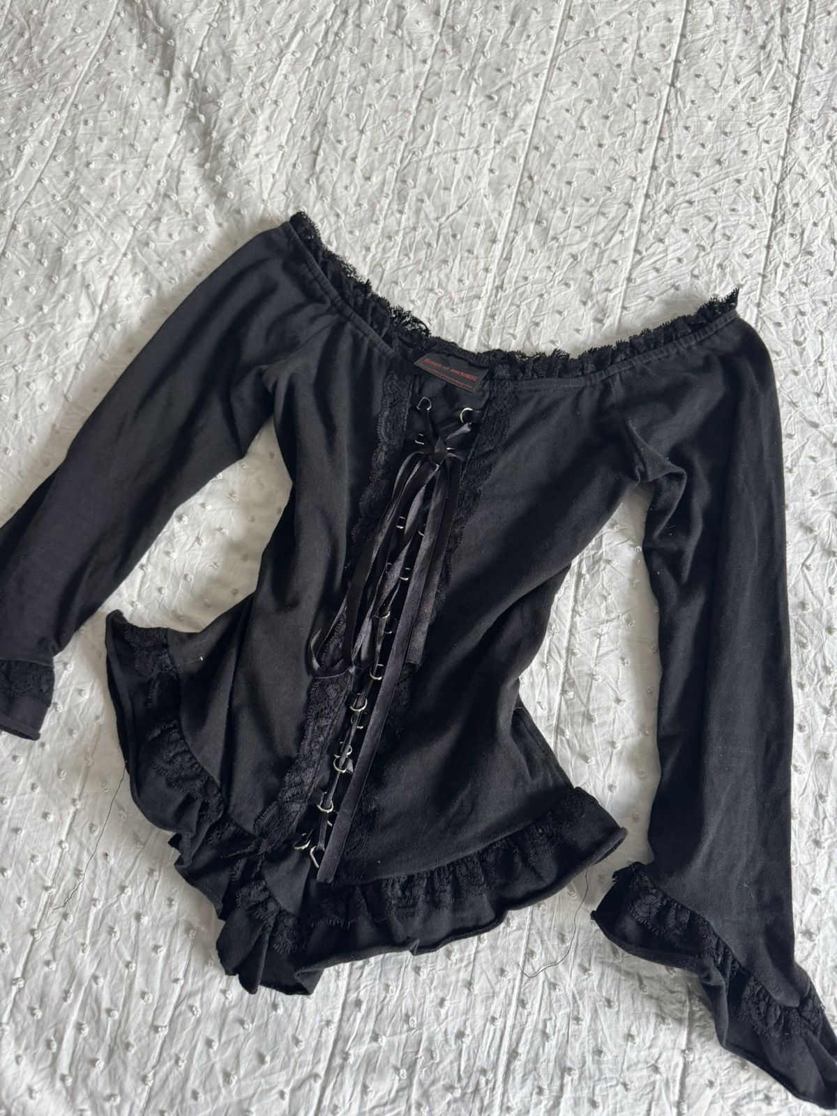 Japanese Brand Vintage Gothic off-the-shoulder blouse with front ties Size M / US 6-8 / IT 42-44 - 3 Thumbnail