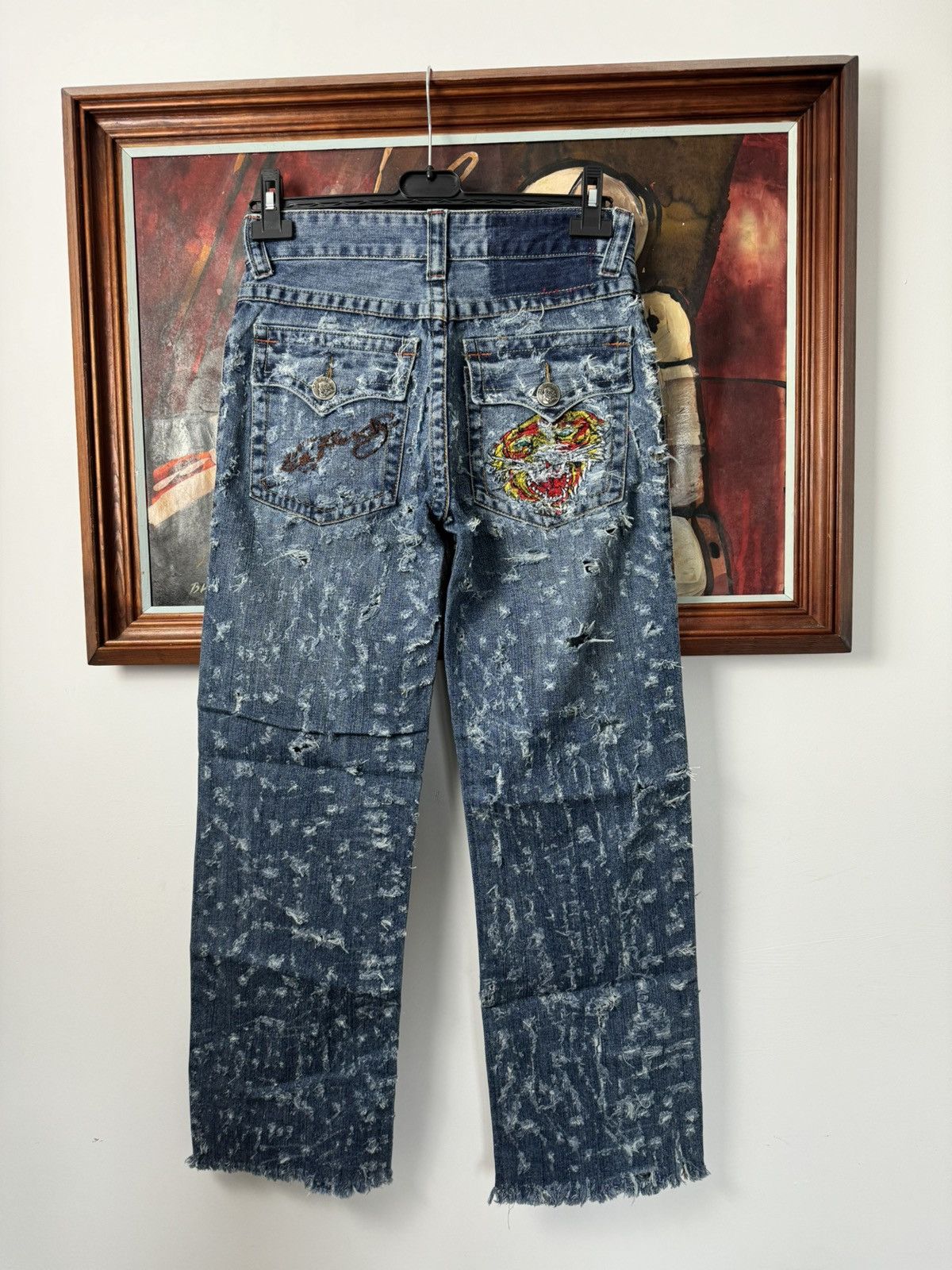 Ed Hardy Vintage Y2k Denim Ed Hardy Jeans Distressed Drip Rare Size US 29 - 1 Thumbnail