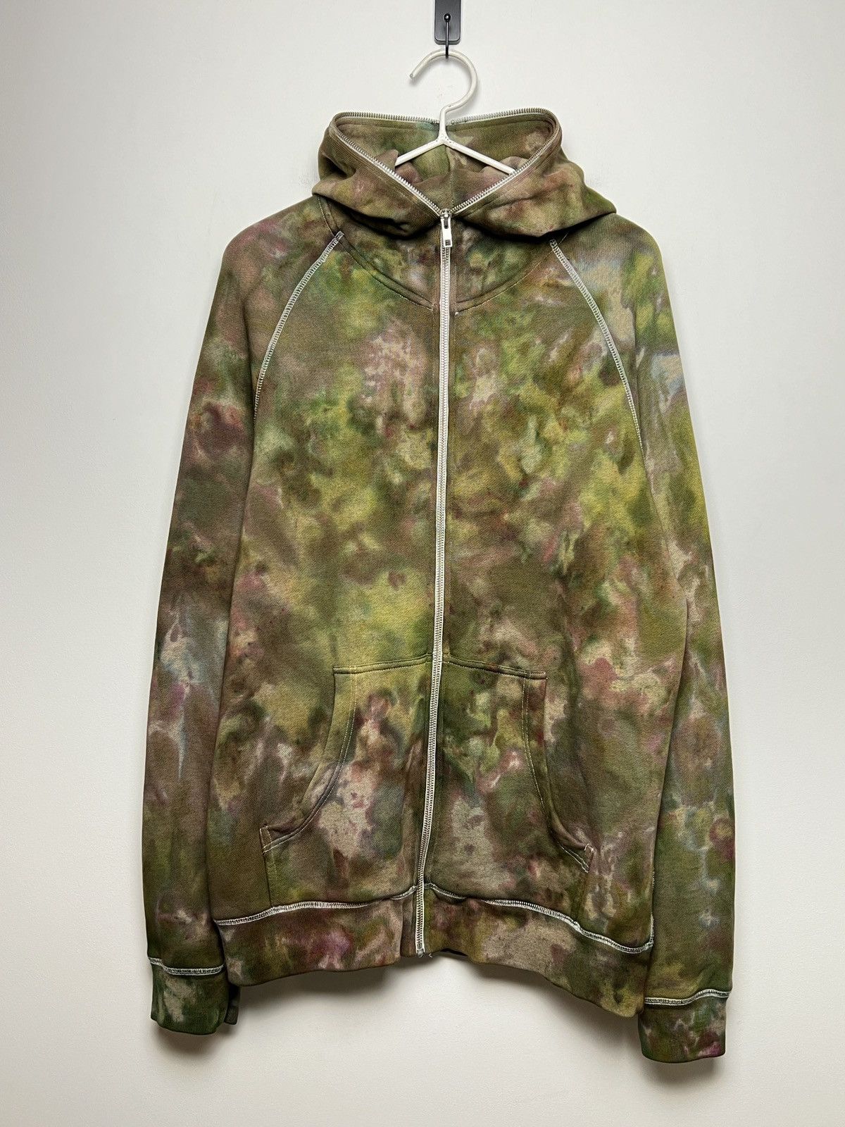 acne y2k full zip gimp camo tie dye solid hoodie