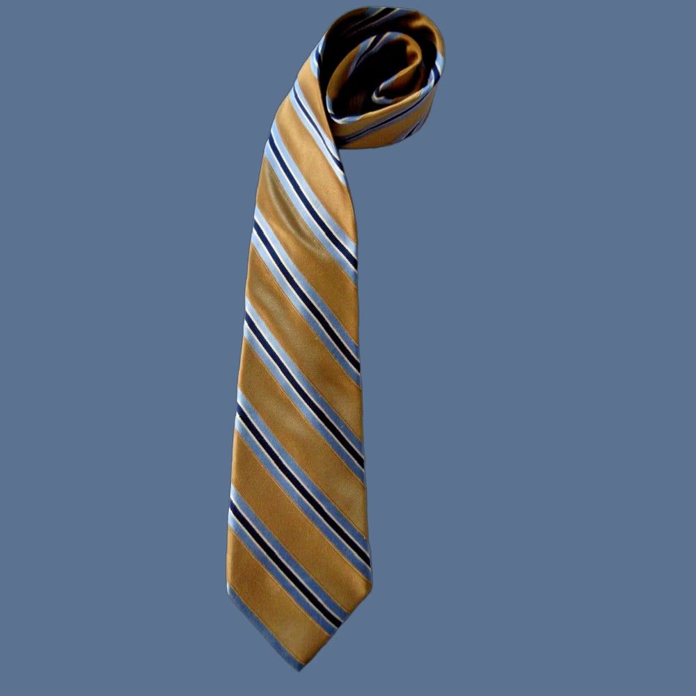 Tommy Hilfiger Tommy Hilfiger Tie 100% Silk Blue Bronze Stripe Vintage Tie Men Size ONE SIZE - 1 Thumbnail