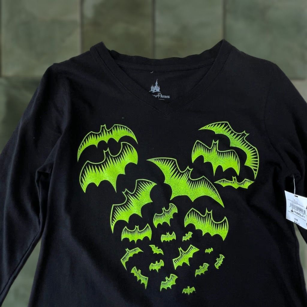 Disney Disney Parks Womens Top Small Black Green Bats 2017 WDW Shirt New - Halloween Disney Top Women’s Small Shirt Size S / US 4 / IT 40 - 1 Thumbnail
