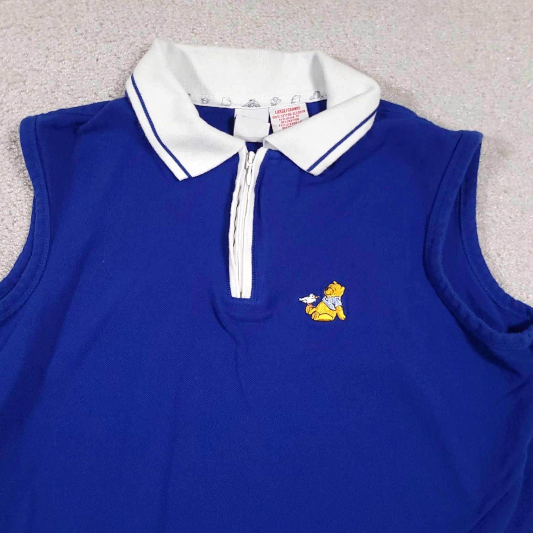 Disney VINTAGE Disney Polo Shirt Womens Large Blue White Sleeveless Winnie the Pooh Embroidered Size L / US 10 / IT 46 - 3 Thumbnail