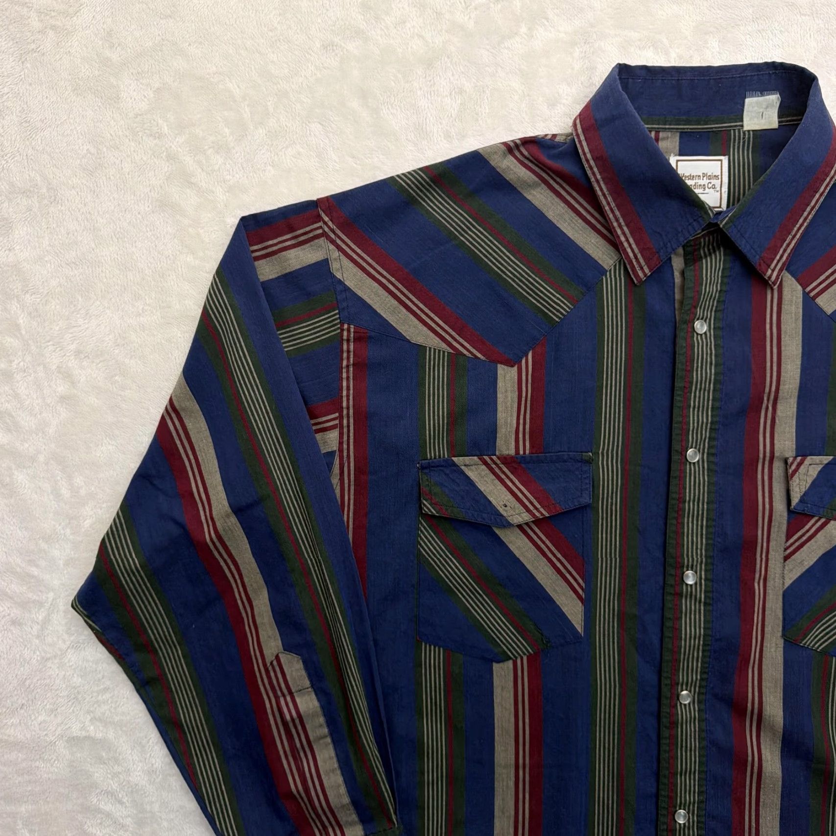 CO Western Plains Trading Co Shirt Mens 2XL Blue Striped Western Snap Long Sleeve Size US XXL / EU 58 / 5 - 6 Thumbnail