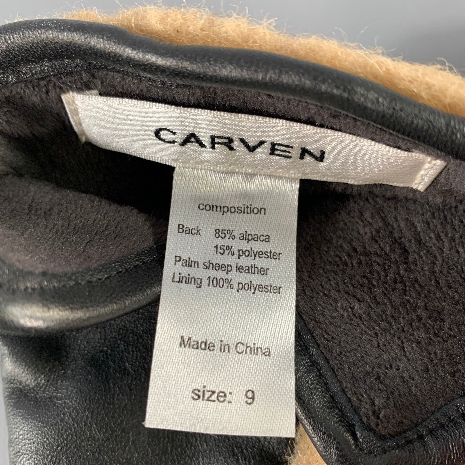 Carven CARVEN Size 9 Tan Black Sheep Leather Alpaca Blend Gloves Size ONE SIZE - 3 Thumbnail