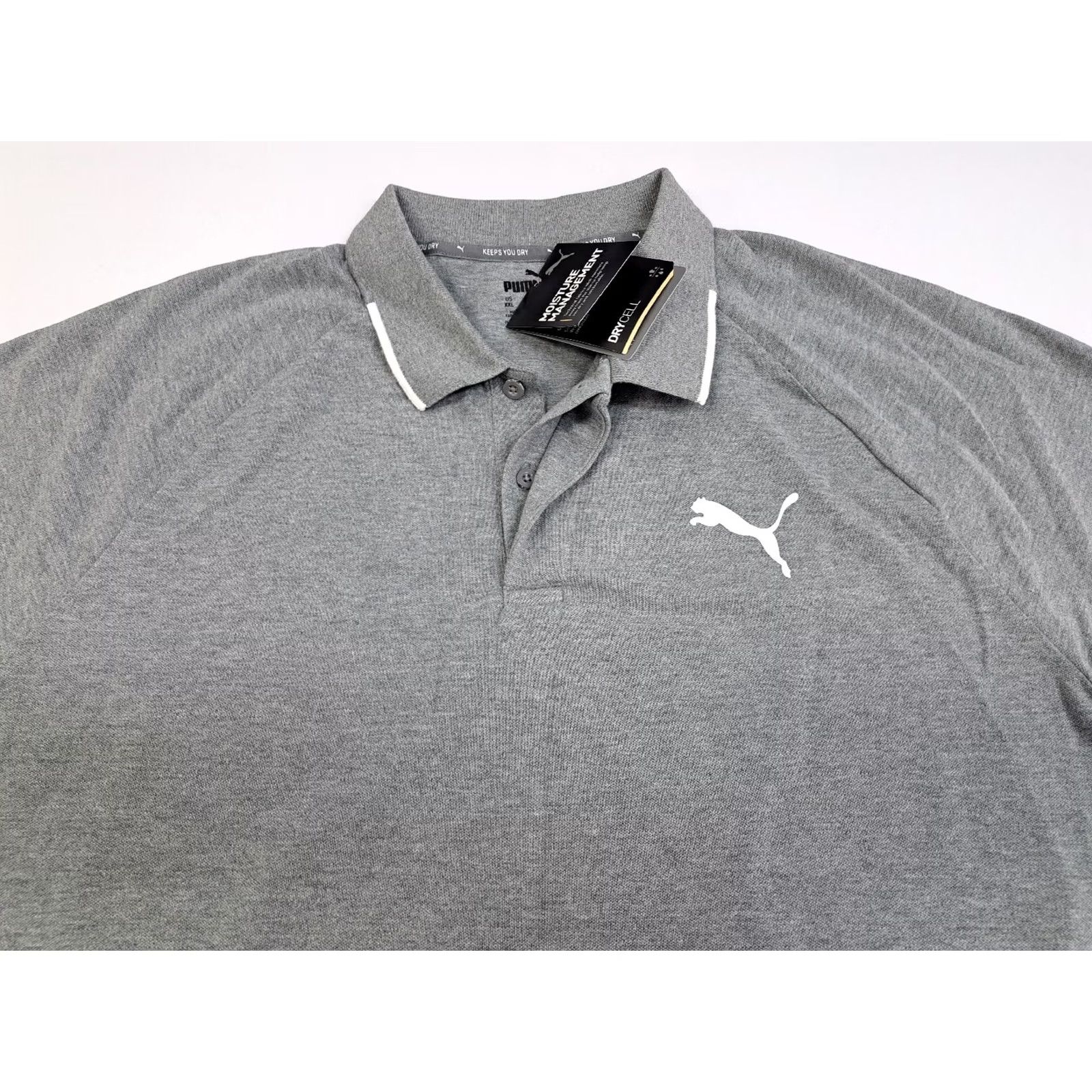Puma PUMA Dry Cell Polo Shirt Short Sleeve Gray 2XL Mens Polo Shirt Regular Fit Short Sleeve Moisture Wicking Classic Sports Shirt Size US XXL / EU 58 / 5 - 3 Thumbnail