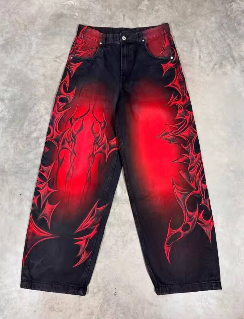 Japanese Brand × Vintage jeans with a unique retro rock print Size US 36 / EU 52 - 1 Thumbnail