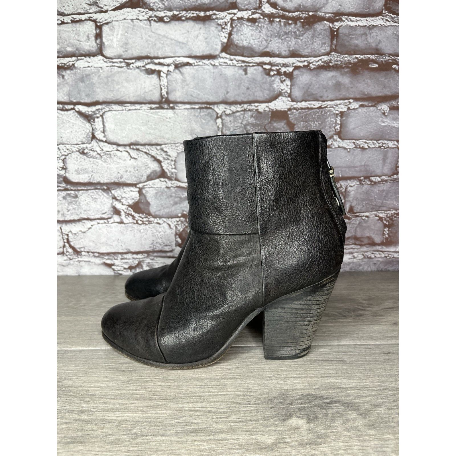Rag & Bone Rag Bone Newbury Black Leather Stacked Heel Ankle Booties Wo Size US 8 / IT 38 - 1 Thumbnail