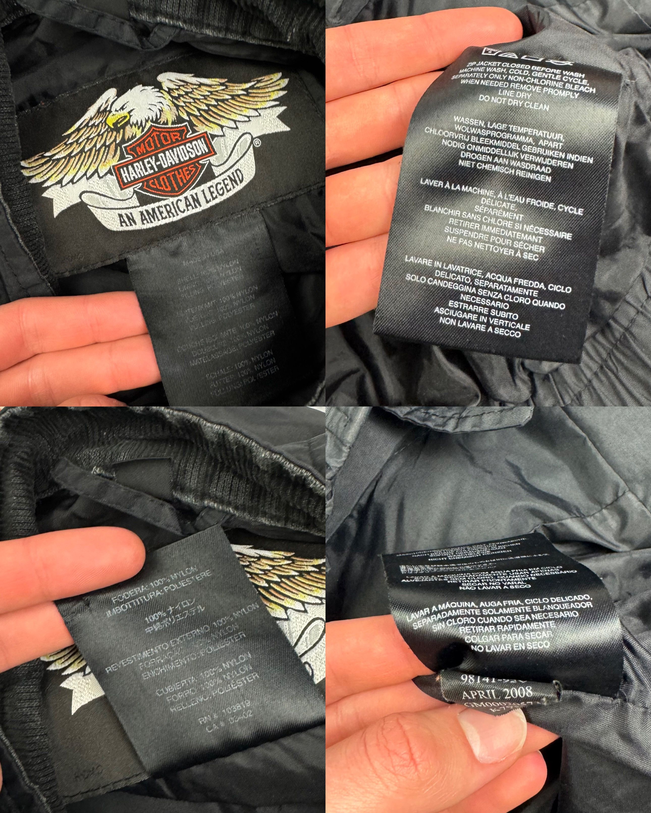 Harley Davidson Harley-Davidson Men's Black Full Zip Biker Racing Jacket Size US L / EU 52-54 / 3 - 3 Thumbnail
